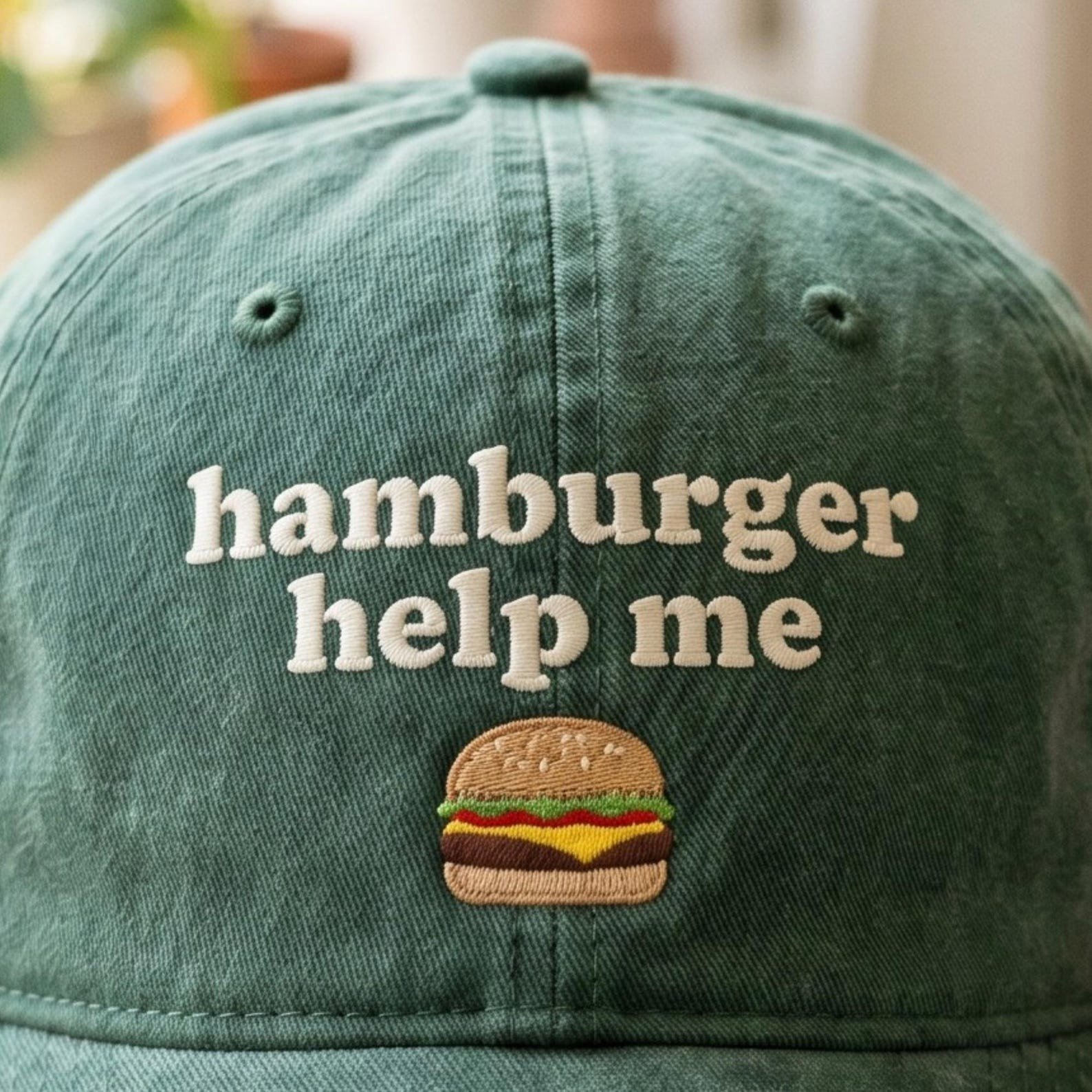 Embroidered Hamburger Help Me Hat, Funny Retro Hat, Father’s Day Gift, Vintage Cap 2
