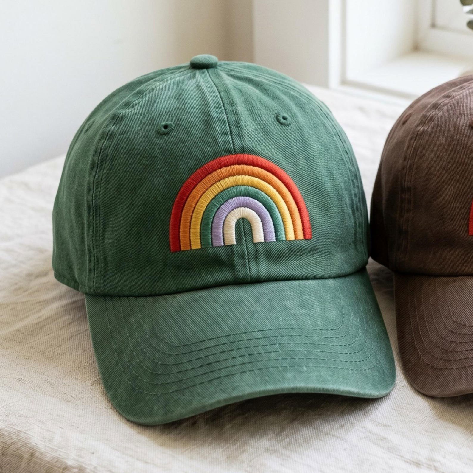 Embroidered Rainbow Hat, LGBTQ Dad Cap, Queer Gay Lesbian Pride Month Parade Hats 2