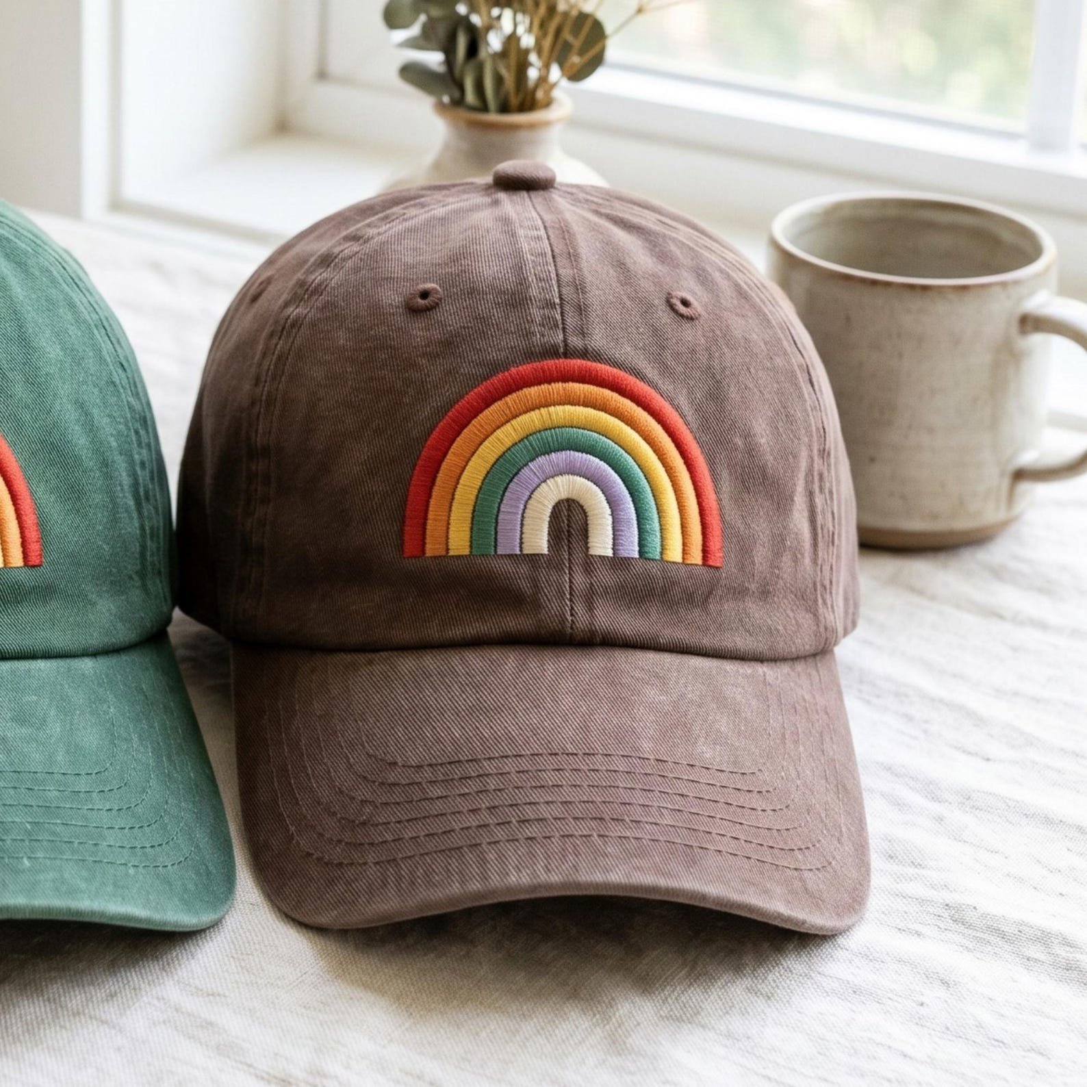 Embroidered Rainbow Hat, LGBTQ Dad Cap, Queer Gay Lesbian Pride Month Parade Hats 3