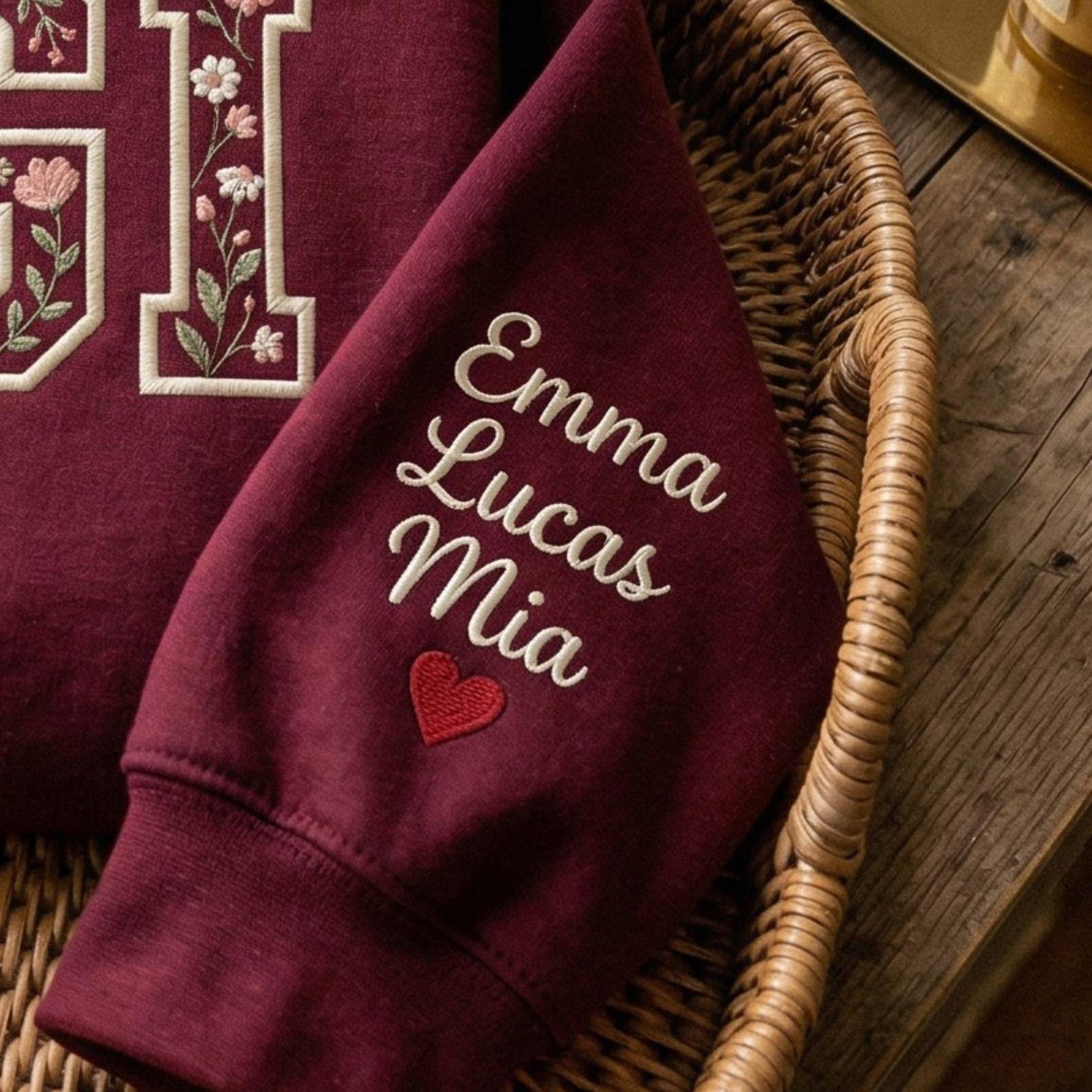 Embroidered Gigi Floral Sweatshirt, Personalized Grandma Mama Shirt, Custom Names Tee 3