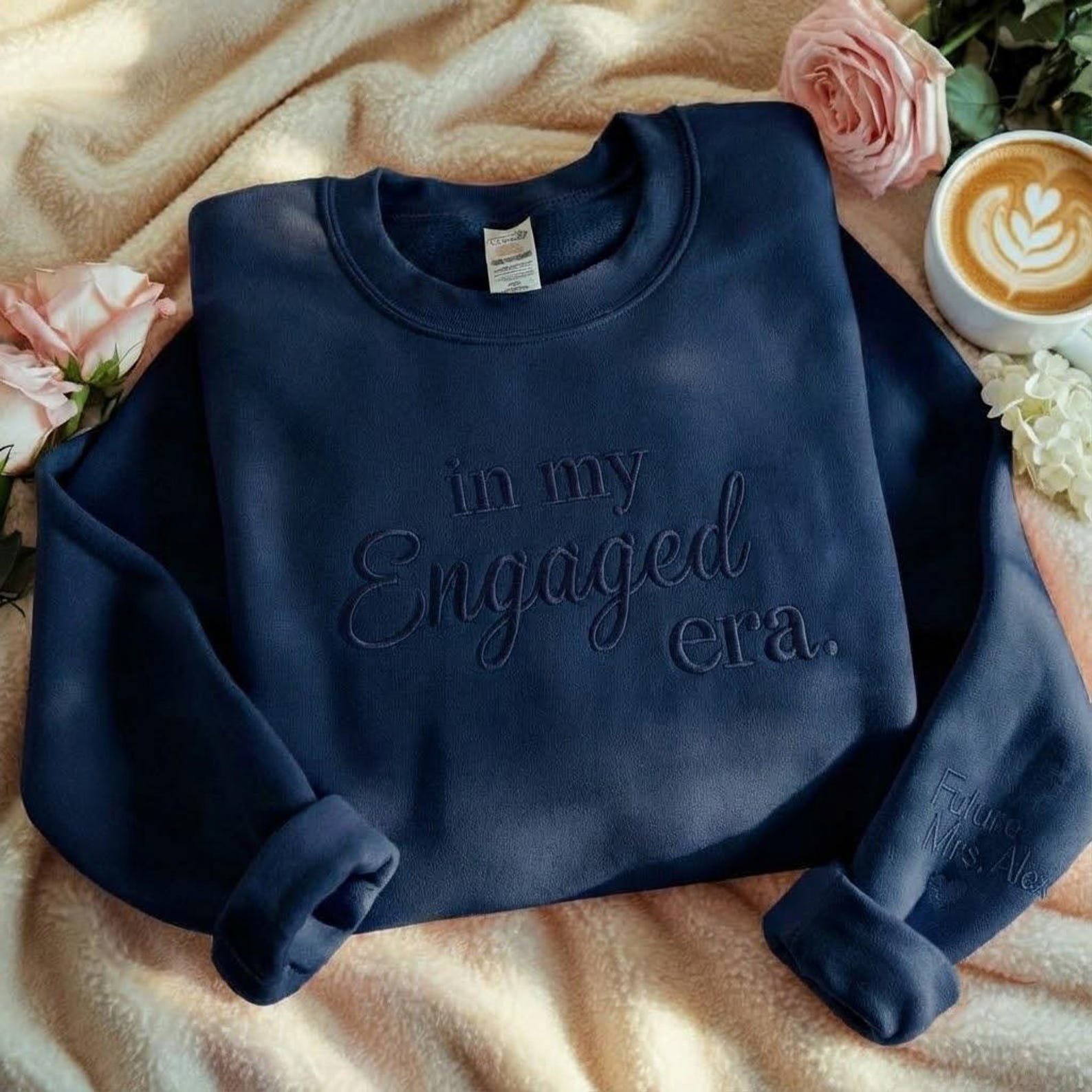 In My Engaged Era Embroidered Sweatshirt, Personalized Future Mrs Sweatshirt, Engagement Gift, Bridal Era Sweatshirt, Engagement Sweater 2