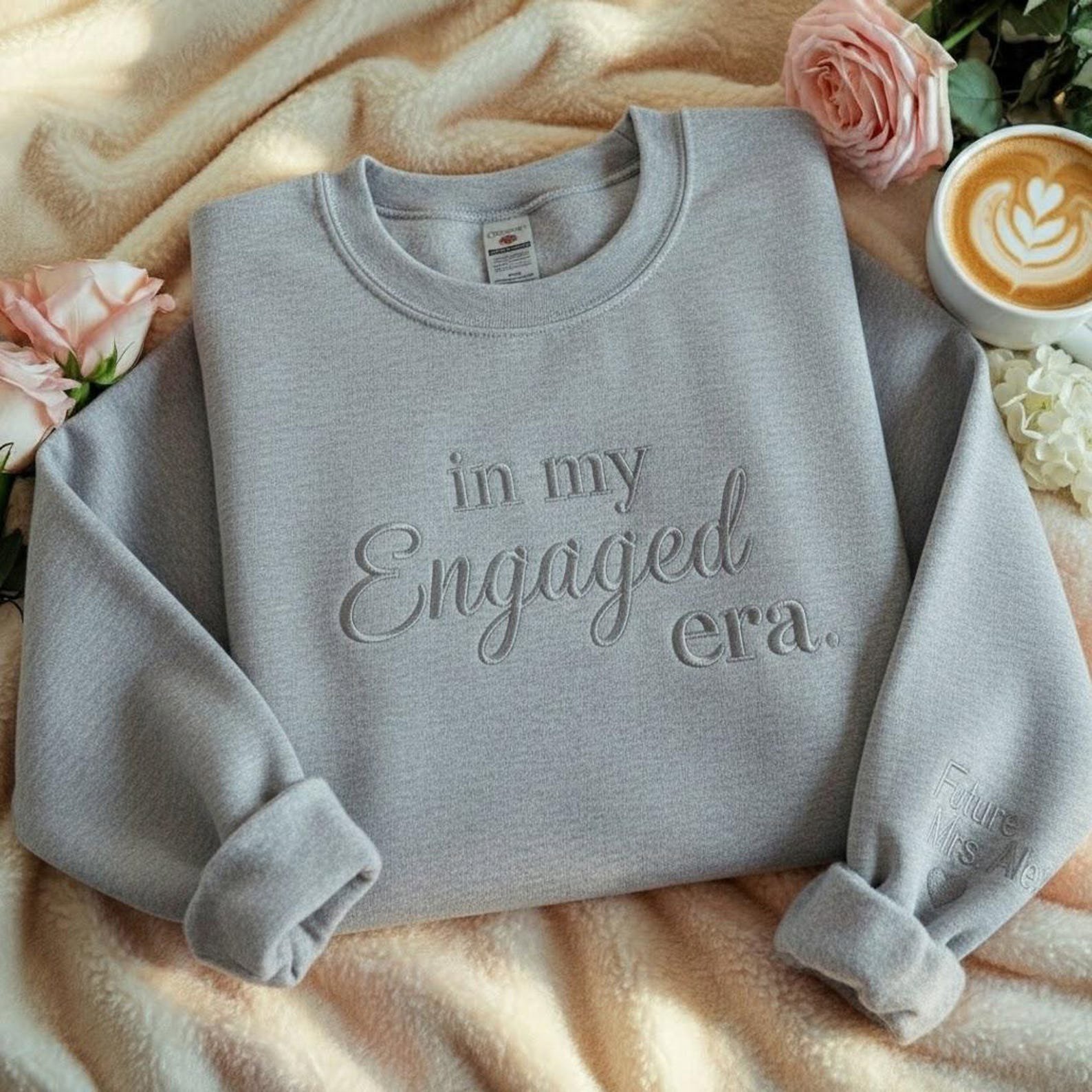 In My Engaged Era Embroidered Sweatshirt, Personalized Future Mrs Sweatshirt, Engagement Gift, Bridal Era Sweatshirt, Engagement Sweater 3