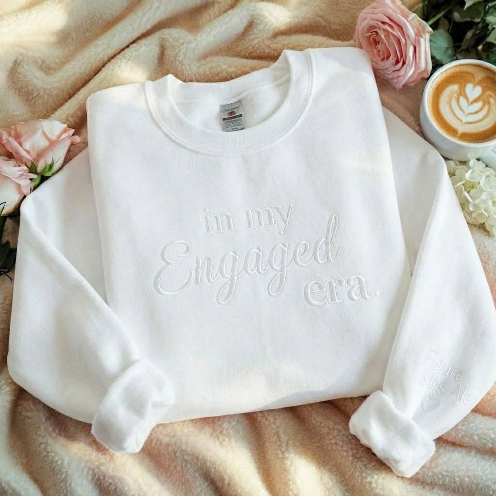 In My Engaged Era Embroidered Sweatshirt, Personalized Future Mrs Sweatshirt, Engagement Gift, Bridal Era Sweatshirt, Engagement Sweater 5