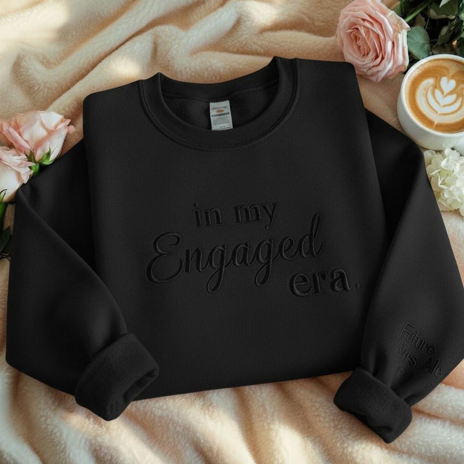 In My Engaged Era Embroidered Sweatshirt, Personalized Future Mrs Sweatshirt, Engagement Gift, Bridal Era Sweatshirt, Engagement Sweater 4