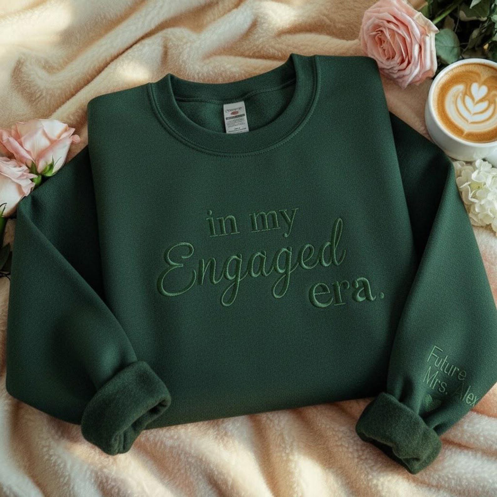 In My Engaged Era Embroidered Sweatshirt, Personalized Future Mrs Sweatshirt, Engagement Gift, Bridal Era Sweatshirt, Engagement Sweater 6