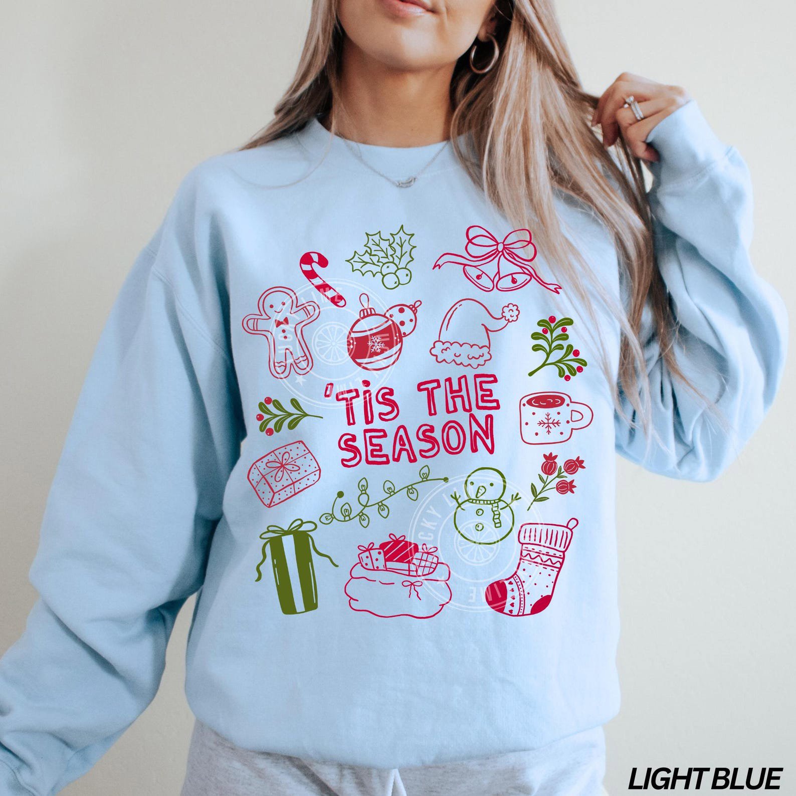 Retro Christmas Sweatshirt, Tis the Season Sweatshirt, Christmas Doodles Sweater, Santa Sweatshirt, Merry Sweatshirt, Womens Christmas Shirt 5