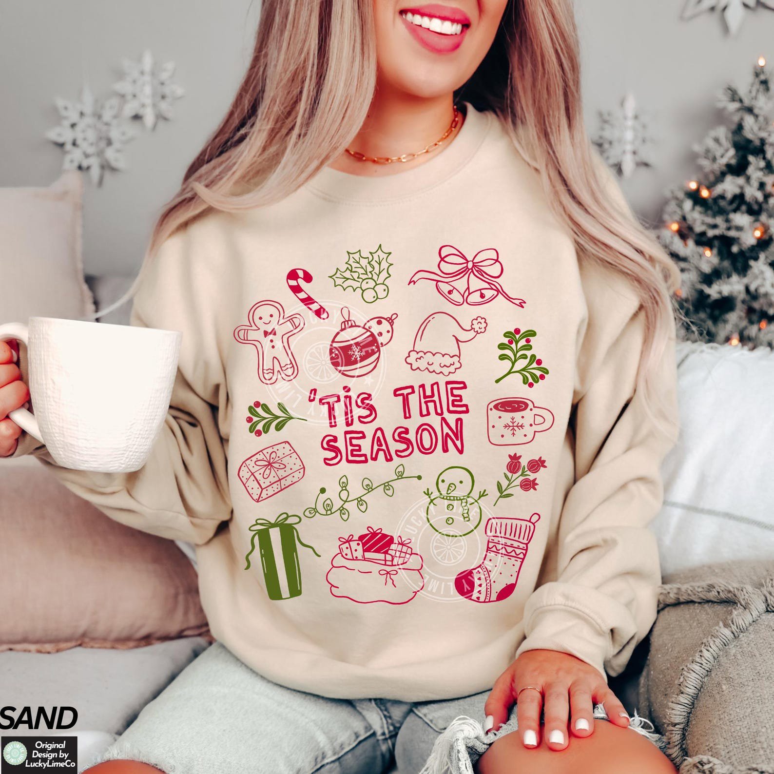 Retro Christmas Sweatshirt, Tis the Season Sweatshirt, Christmas Doodles Sweater, Santa Sweatshirt, Merry Sweatshirt, Womens Christmas Shirt 6