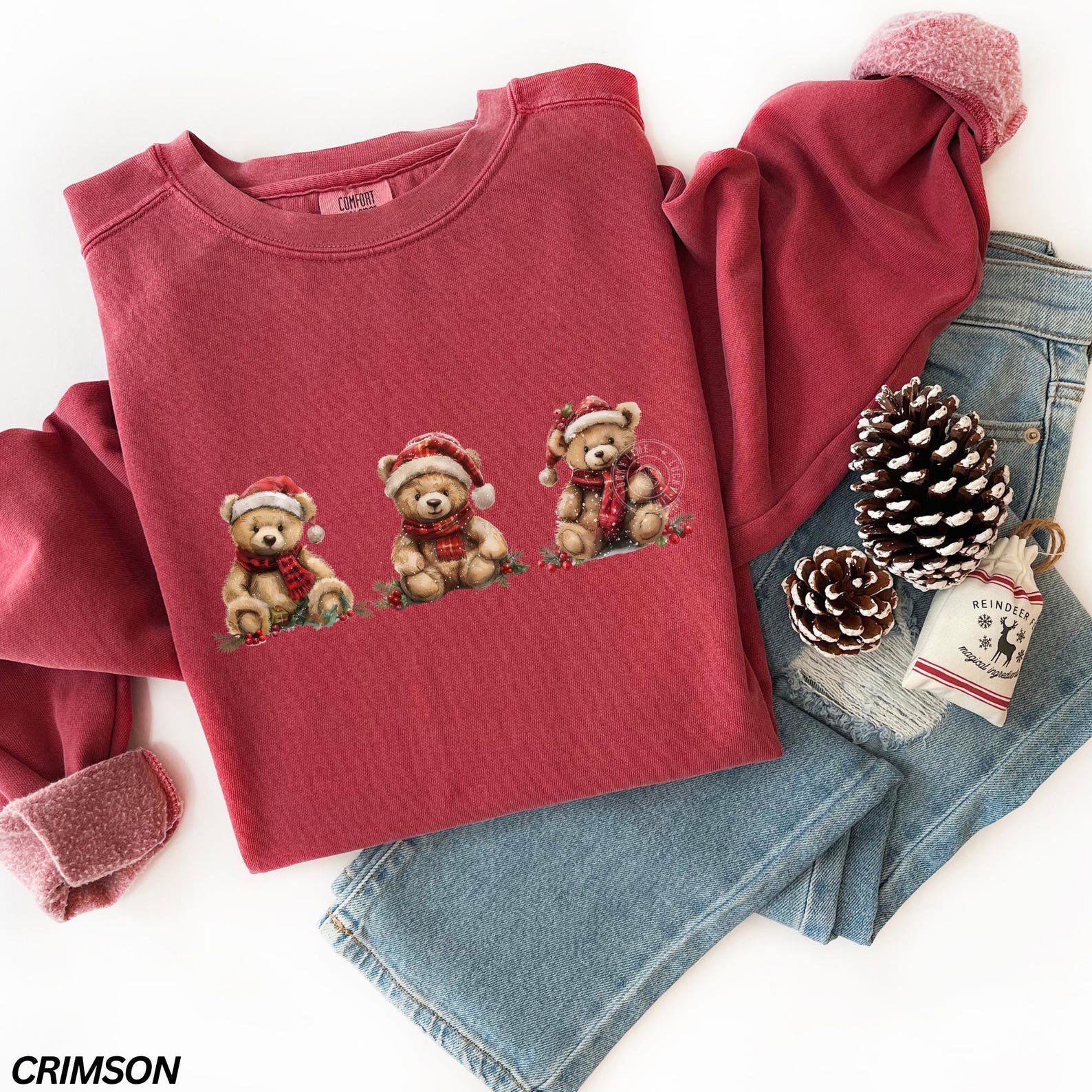 Christmas Teddy Bear Sweatshirt, Cozy Christmas Sweatshirt, Holiday Sweatshirt for Women, Comfort Colors® Christmas Sweatshirt, Xmas Gift 2