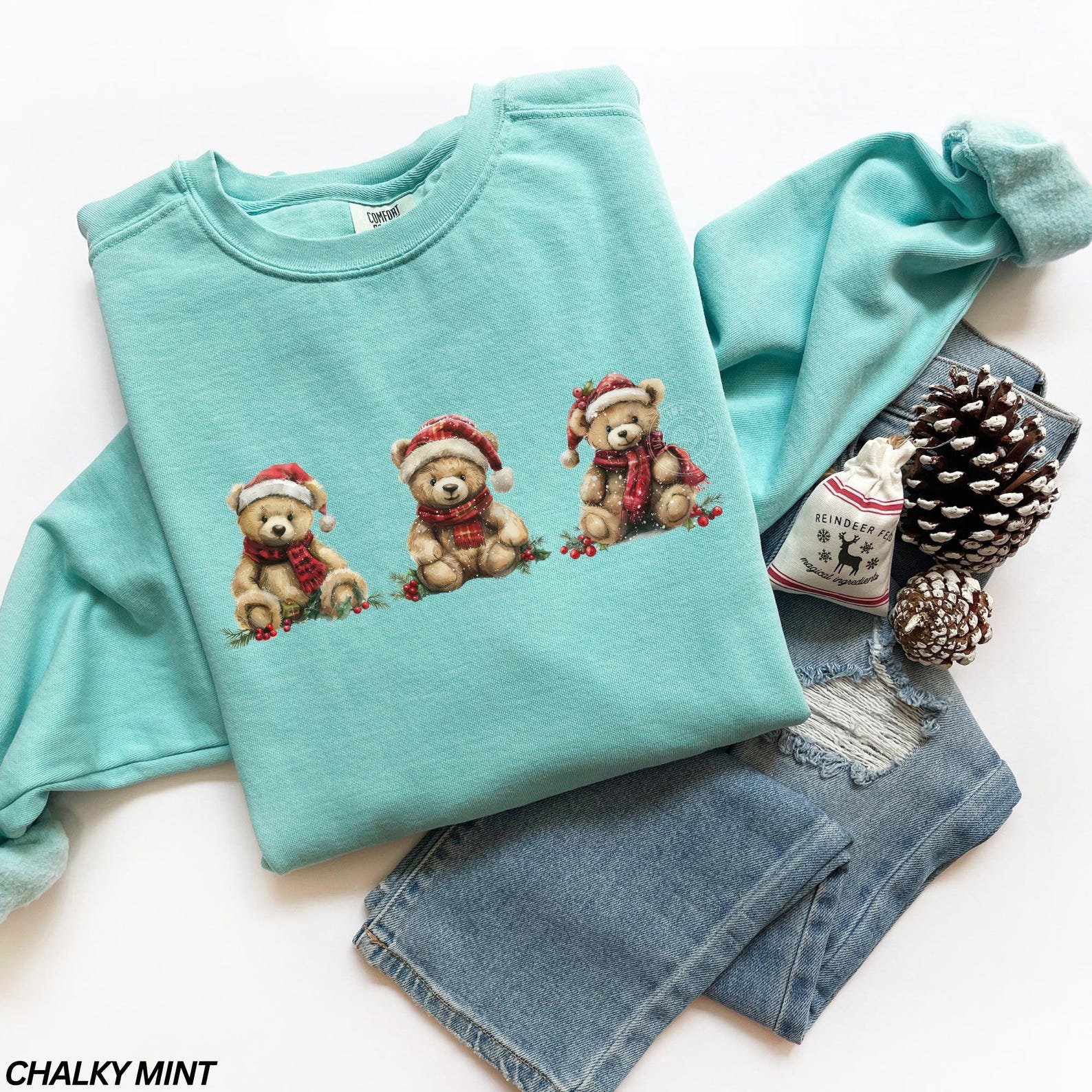 Christmas Teddy Bear Sweatshirt, Cozy Christmas Sweatshirt, Holiday Sweatshirt for Women, Comfort Colors® Christmas Sweatshirt, Xmas Gift 3