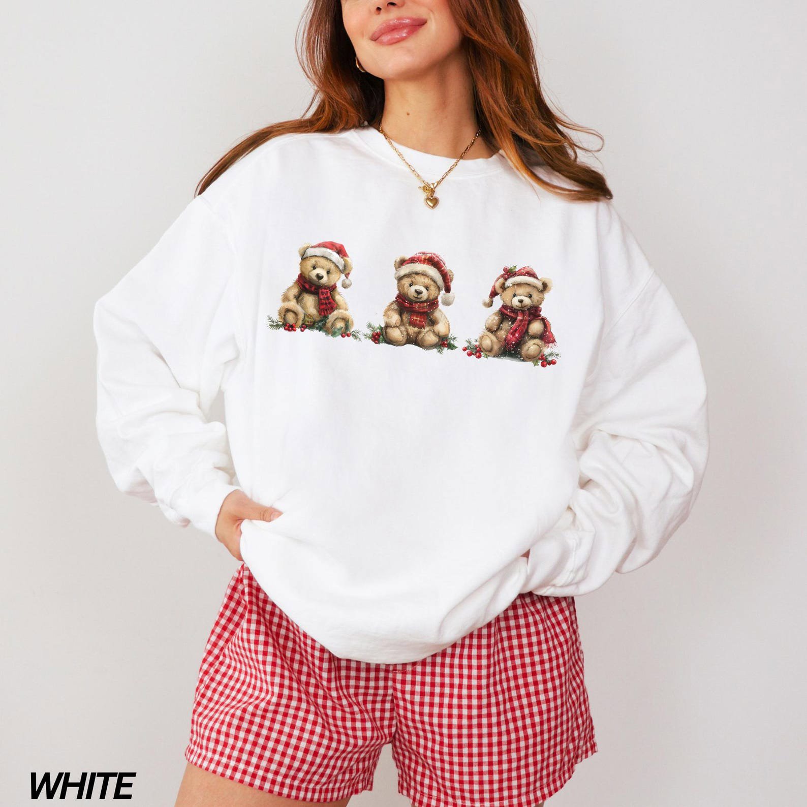 Christmas Teddy Bear Sweatshirt, Cozy Christmas Sweatshirt, Holiday Sweatshirt for Women, Comfort Colors® Christmas Sweatshirt, Xmas Gift 5