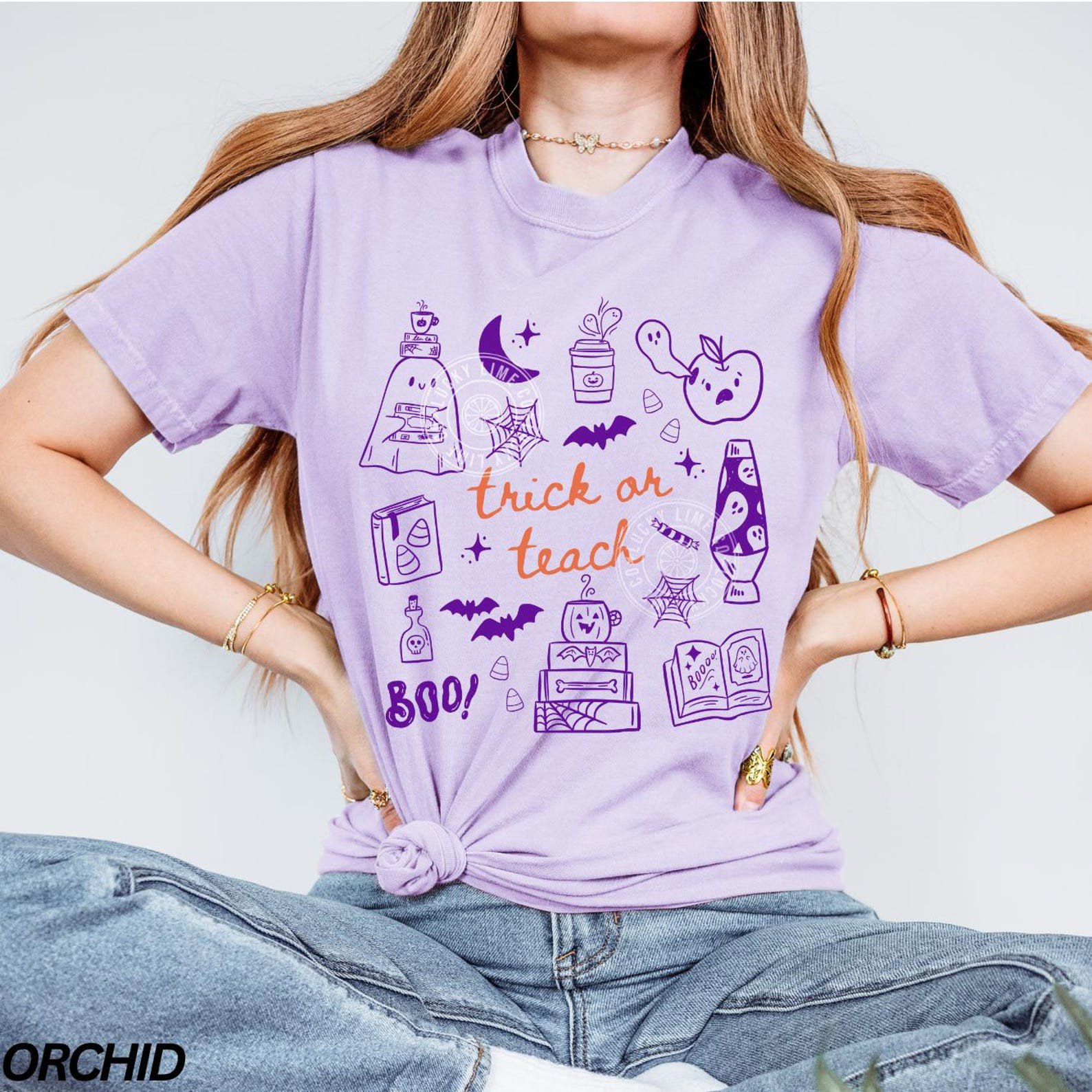 Comfort Colors® Teacher Halloween Shirt, Trick or Teach Shirt, Cute Halloween Teacher Shirt, Spooky Teacher Tshirt, Retro Ghost Teacher Tee 4