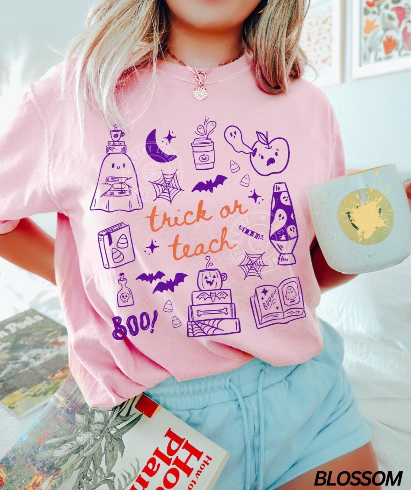 Comfort Colors® Teacher Halloween Shirt, Trick or Teach Shirt, Cute Halloween Teacher Shirt, Spooky Teacher Tshirt, Retro Ghost Teacher Tee 7