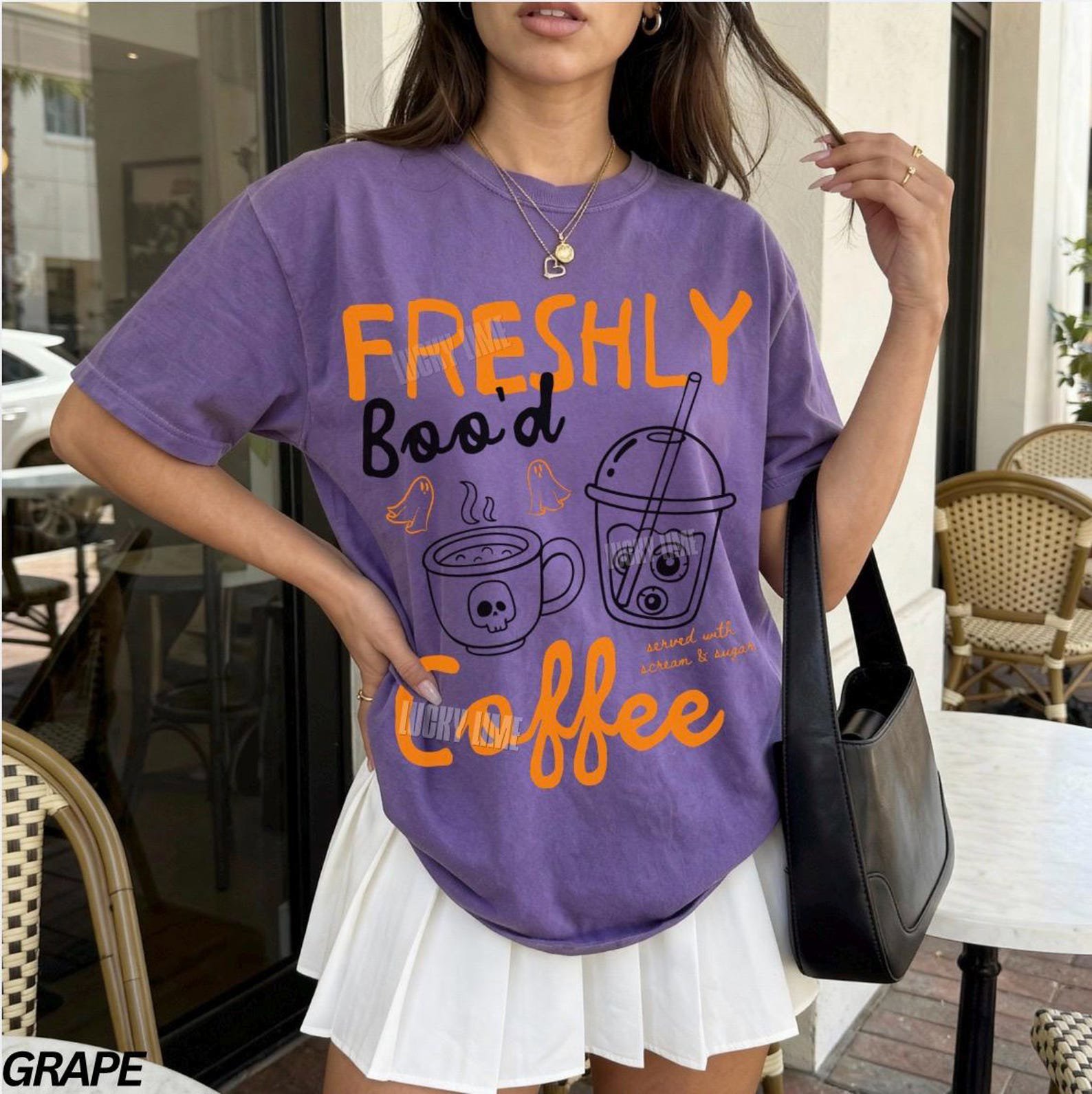 Halloween Coffee Shirt, Freshly Boo’d Coffee TShirt, Spooky Season, Cute Ghost Shirt, Skeleton Halloween Coffee Lover Gift, Pumpkin Spice 3