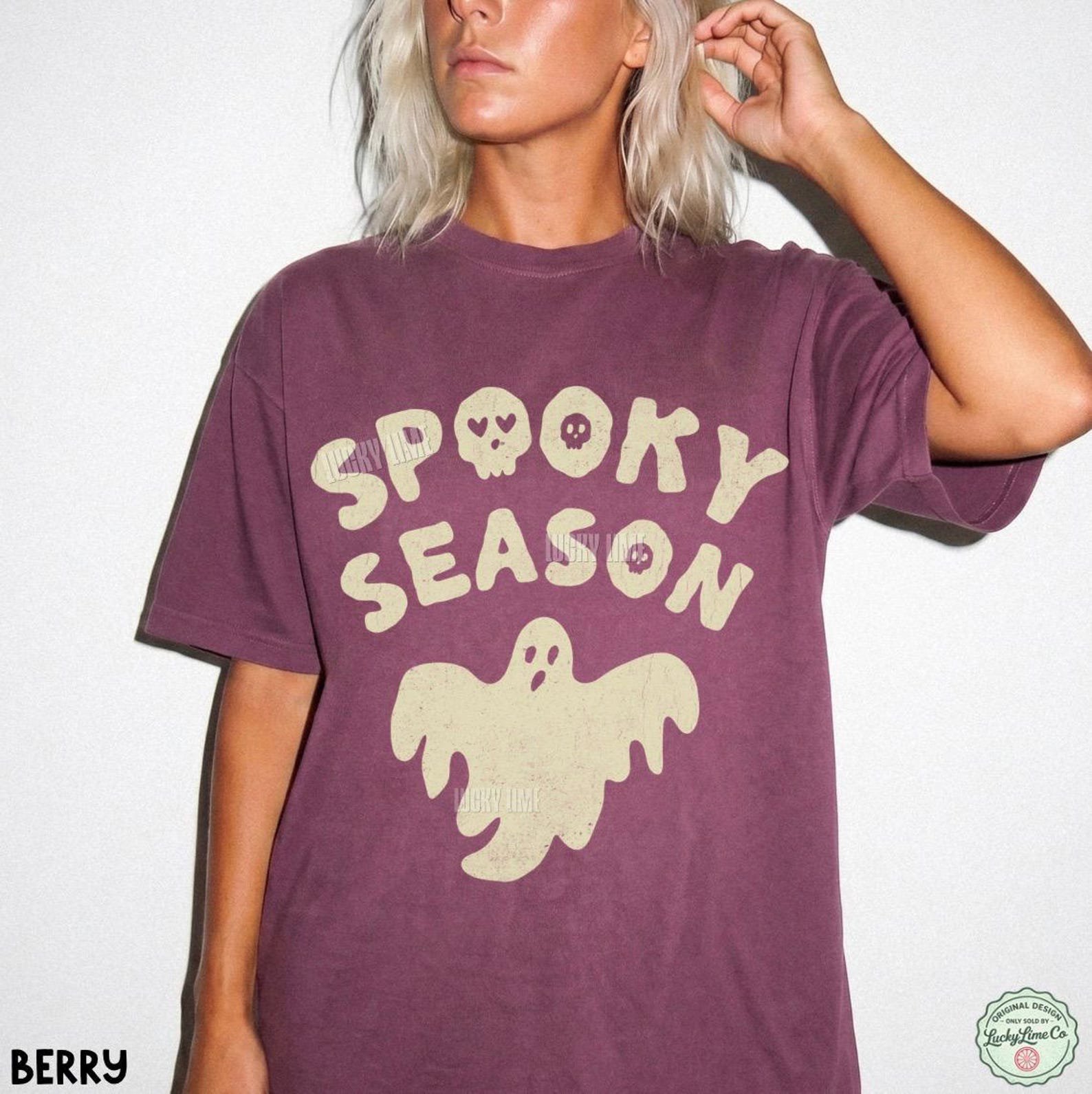 Comfort Colors® Spooky Season Shirt, Retro Ghost Halloween Tshirt, Pumpkin Season, Spooky Vibes Tee, Womens Halloween Graphic Tee 7