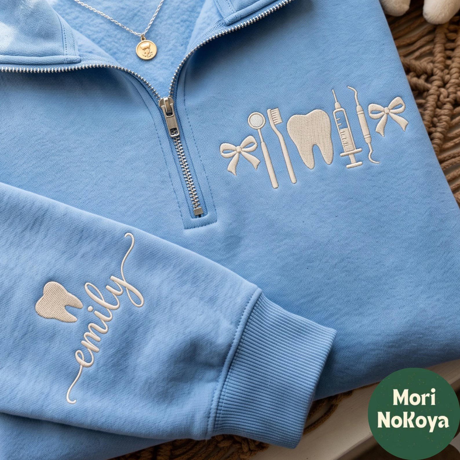Custom Embroidered Dental Assistant Quarter Zip Sweatshirt, Personalized Dentist Gift 2