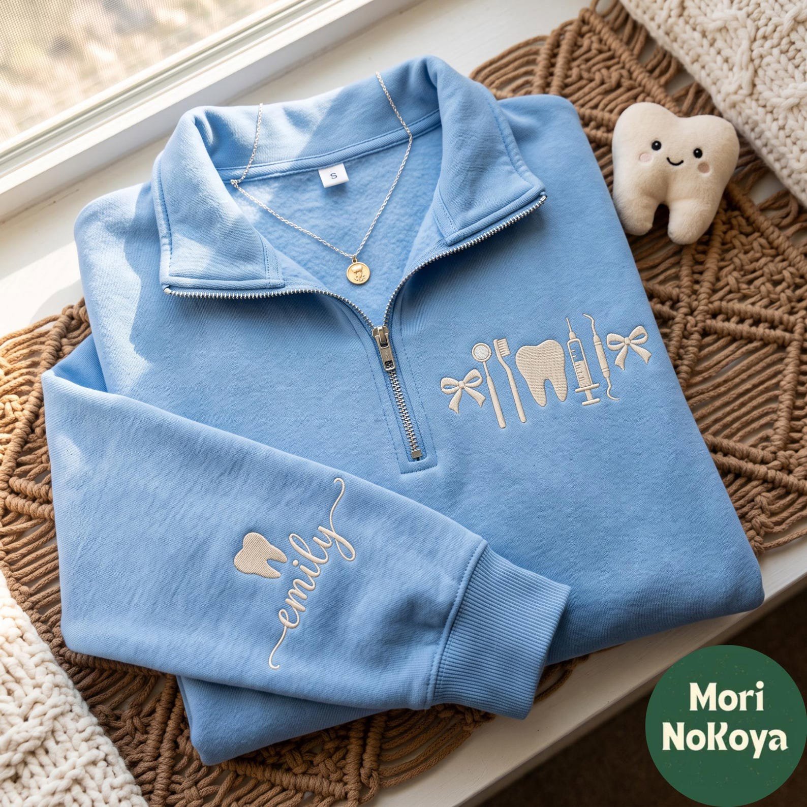 Custom Embroidered Dental Assistant Quarter Zip Sweatshirt, Personalized Dentist Gift 3