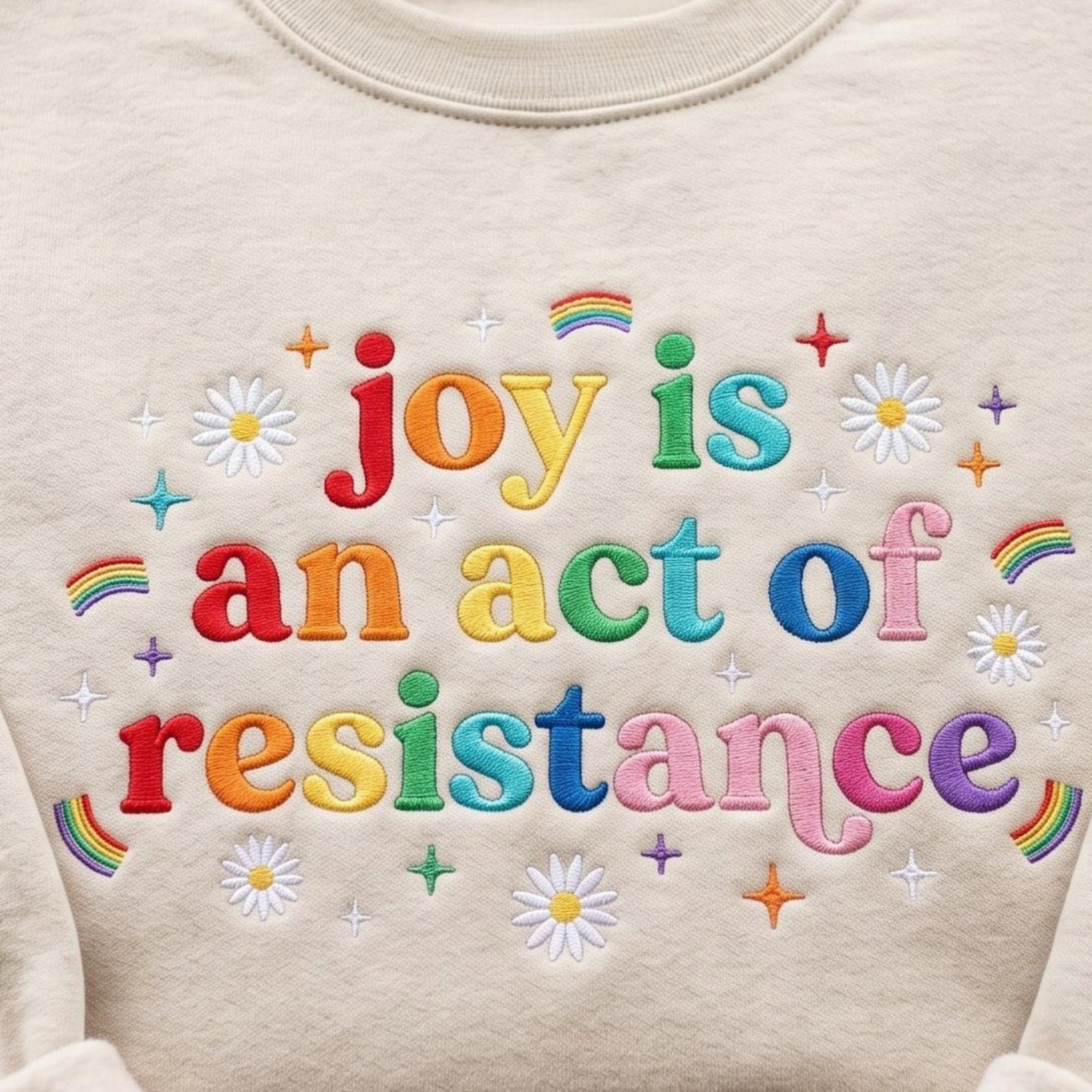 Embroidered Joy Is An Act Of Resistance Sweatshirt, Pride Month, LGBTQ All, Human Rights Shirt 2