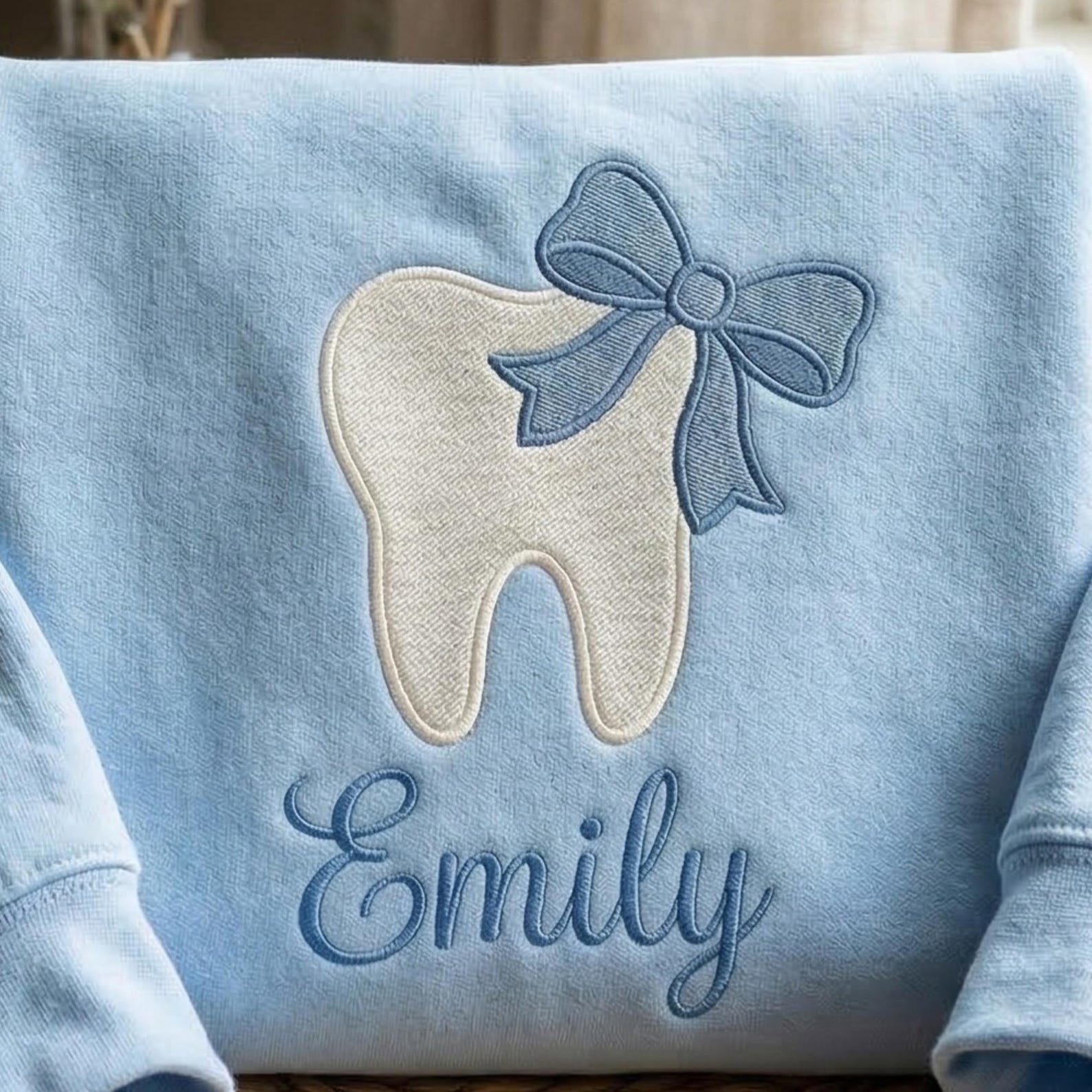 Embroidered Custom Floral Tooth Sweatshirt, Dental Hygienist, Assistant Shirt 2