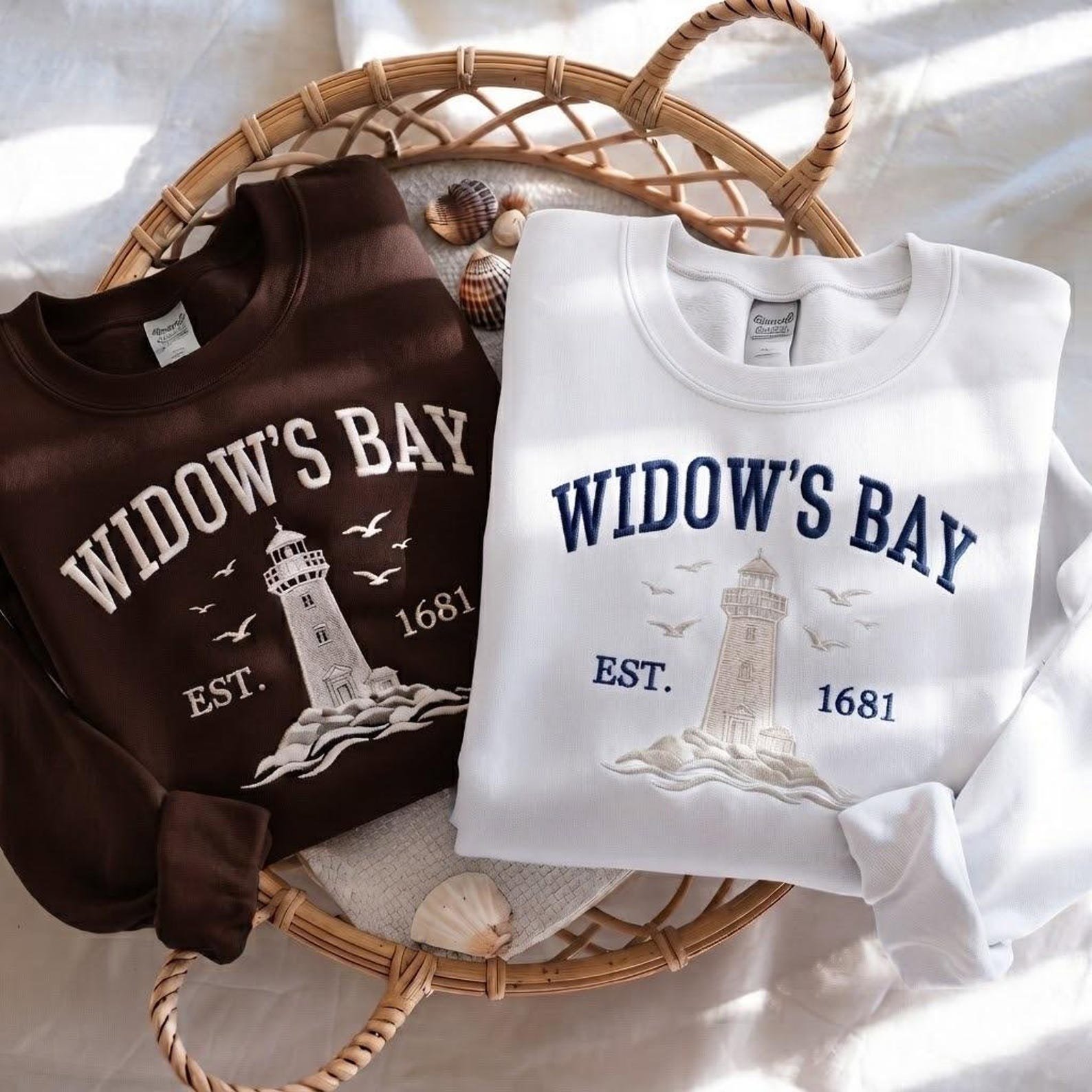 Embroidered Widow’s Bay Massachusetts Sweatshirt, Coastal Horror Sweatshirt, Vintage Lighthouse Sweatshirt, Coastal Sweatshirt 4