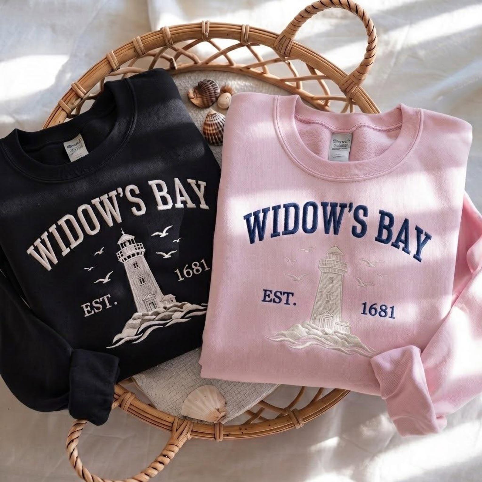Embroidered Widow’s Bay Massachusetts Sweatshirt, Coastal Horror Sweatshirt, Vintage Lighthouse Sweatshirt, Coastal Sweatshirt 5