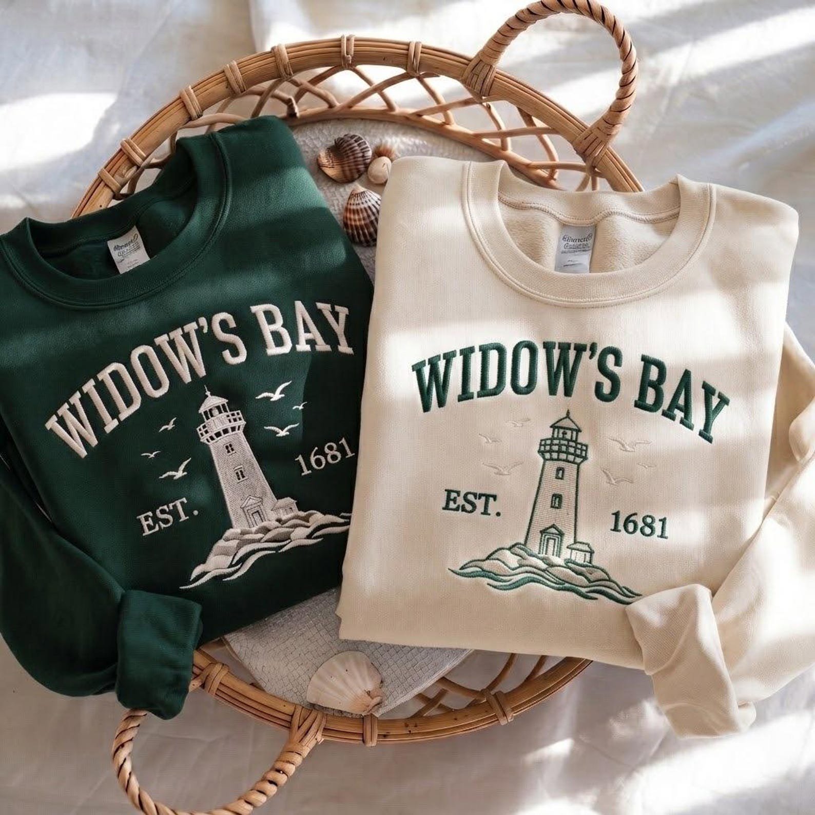 Embroidered Widow’s Bay Massachusetts Sweatshirt, Coastal Horror Sweatshirt, Vintage Lighthouse Sweatshirt, Coastal Sweatshirt 6