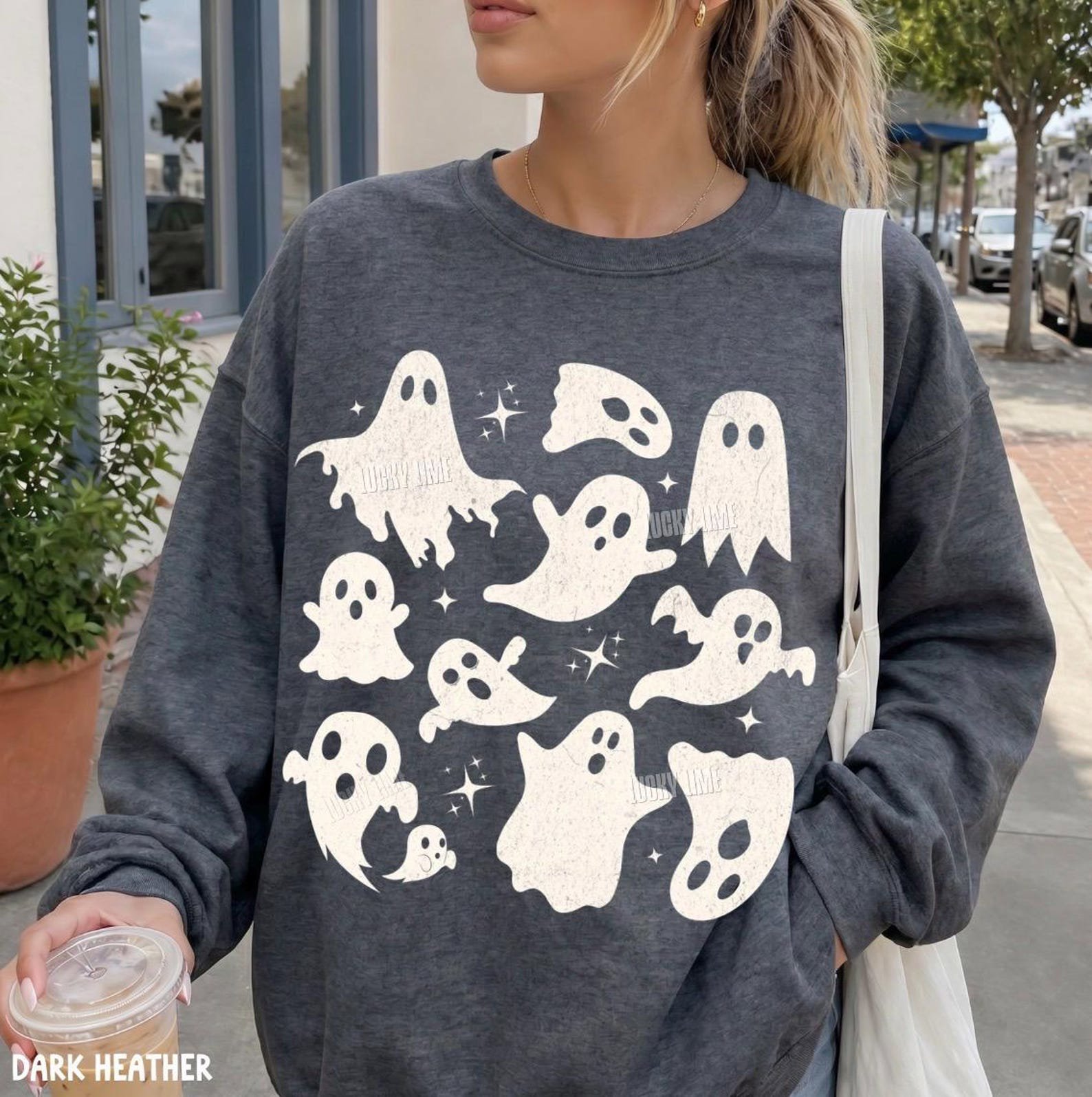 Halloween Ghost Sweatshirt, Ghost Collage Sweatshirt, Halloween Sweatshirt, Cute Ghost Shirt, Fall Sweater, Spooky Season, Happy Halloween 8