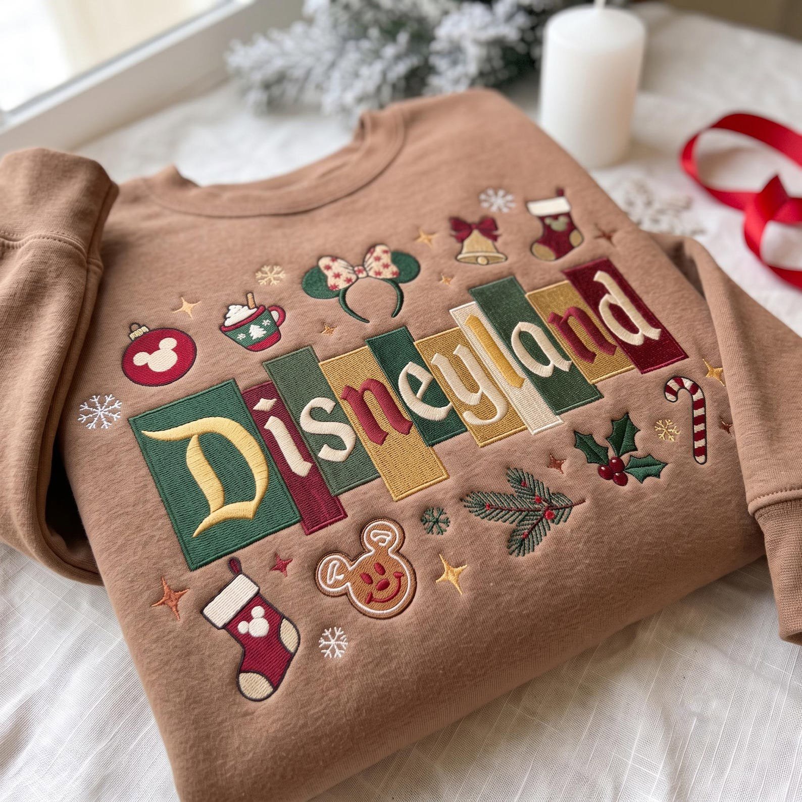 Embroidered Dinseyland Christmas Castle Sweatshirt, Magical Holiday Shirt, Festive Winter Cute Christmas Gift, Holiday Party Shirt 3