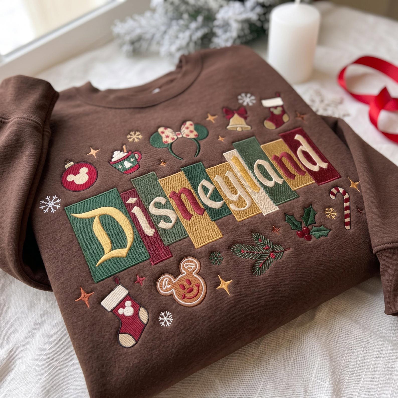 Embroidered Dinseyland Christmas Castle Sweatshirt, Magical Holiday Shirt, Festive Winter Cute Christmas Gift, Holiday Party Shirt 5
