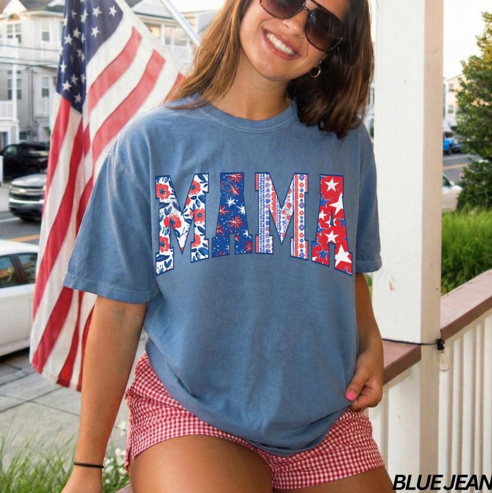 Mama 4th of July Shirt, Patriotic Mama Shirt, American Mama T-Shirt, Retro 4th of July Tee, Womens Fourth of July Shirt, Summer Graphic Tee 3