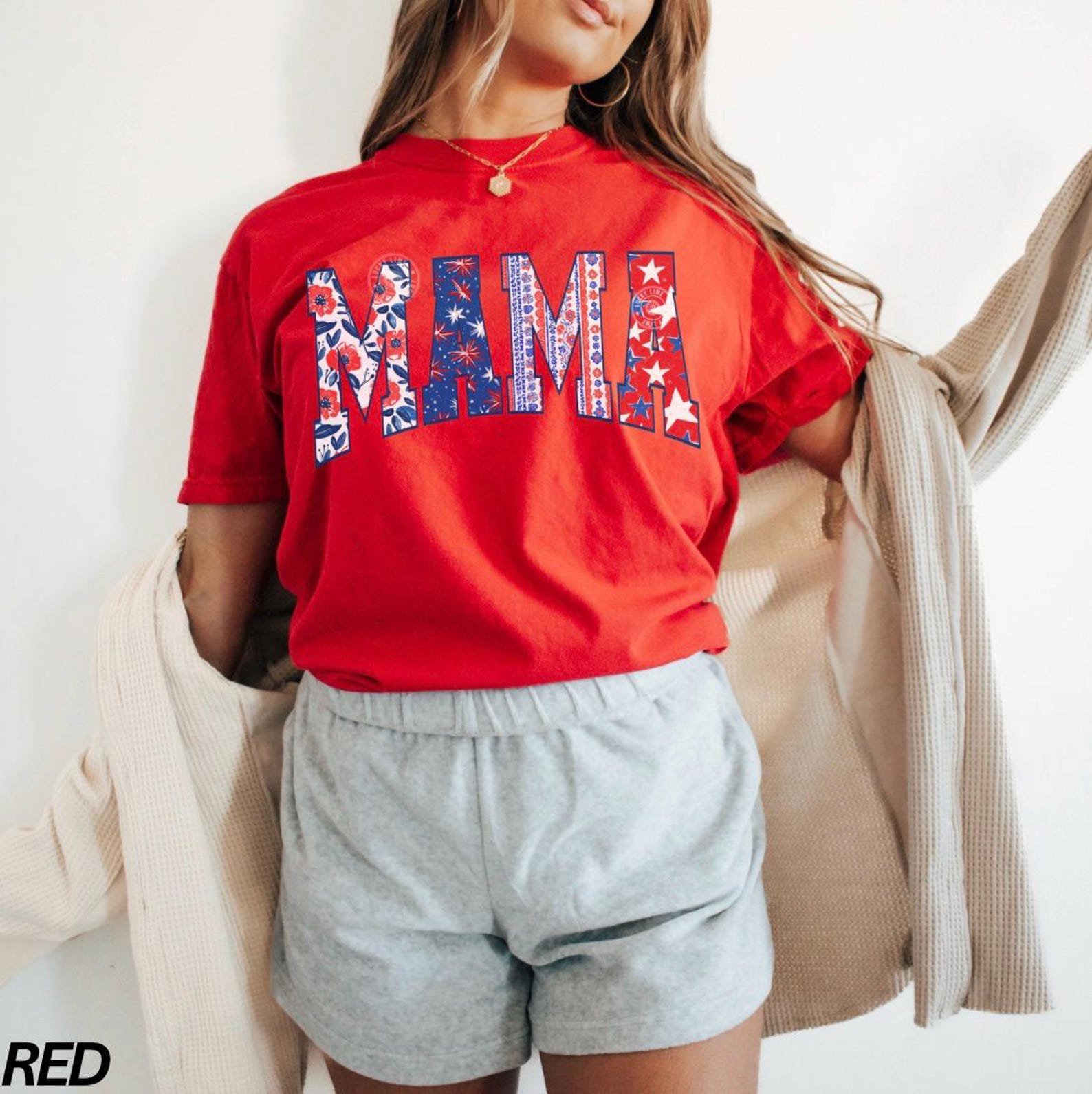 Mama 4th of July Shirt, Patriotic Mama Shirt, American Mama T-Shirt, Retro 4th of July Tee, Womens Fourth of July Shirt, Summer Graphic Tee 5