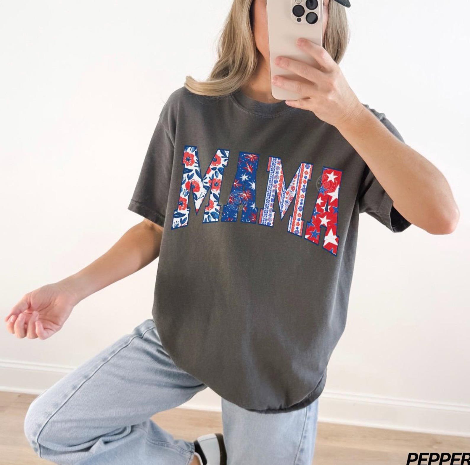 Mama 4th of July Shirt, Patriotic Mama Shirt, American Mama T-Shirt, Retro 4th of July Tee, Womens Fourth of July Shirt, Summer Graphic Tee 6