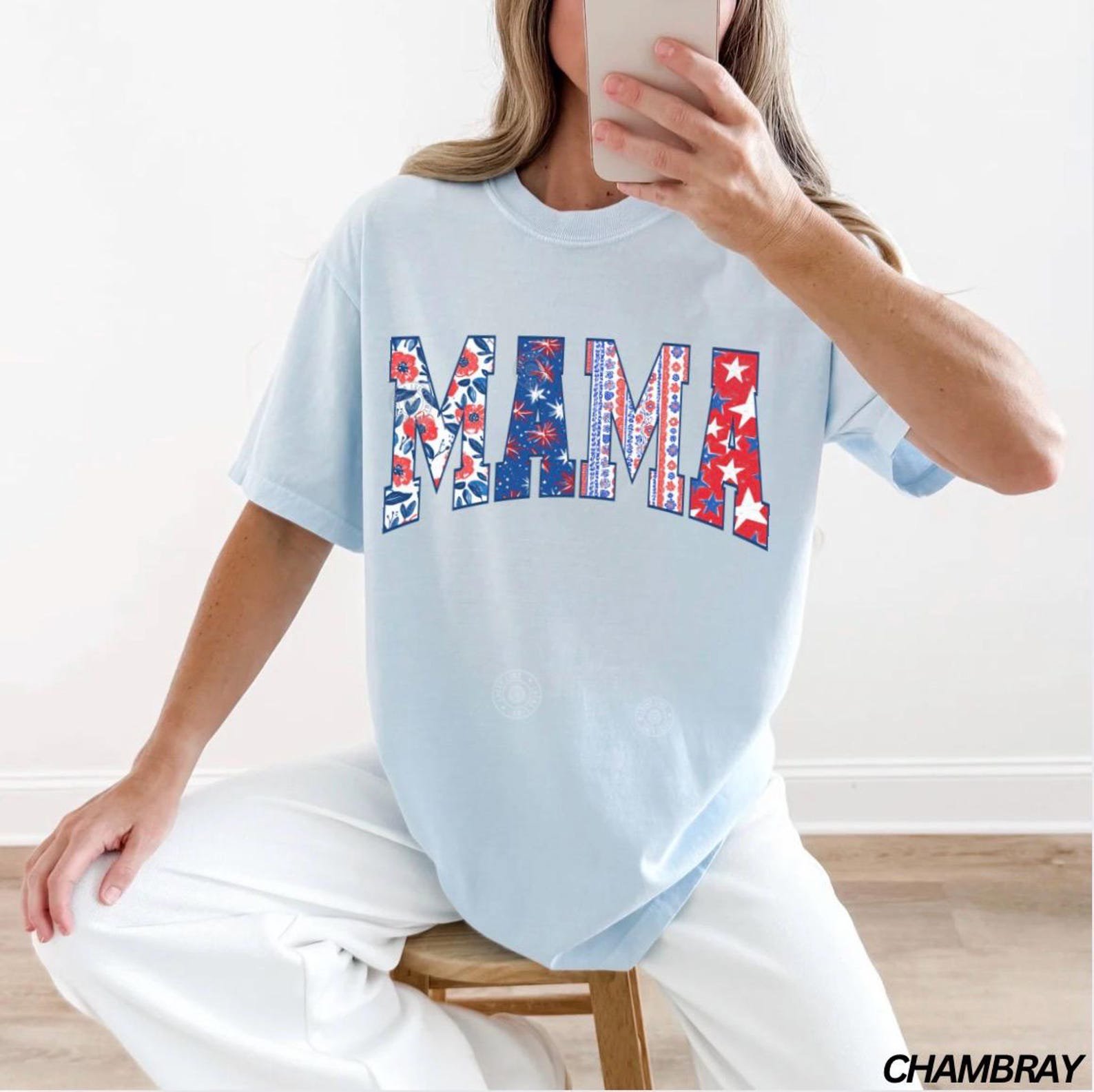 Mama 4th of July Shirt, Patriotic Mama Shirt, American Mama T-Shirt, Retro 4th of July Tee, Womens Fourth of July Shirt, Summer Graphic Tee 8
