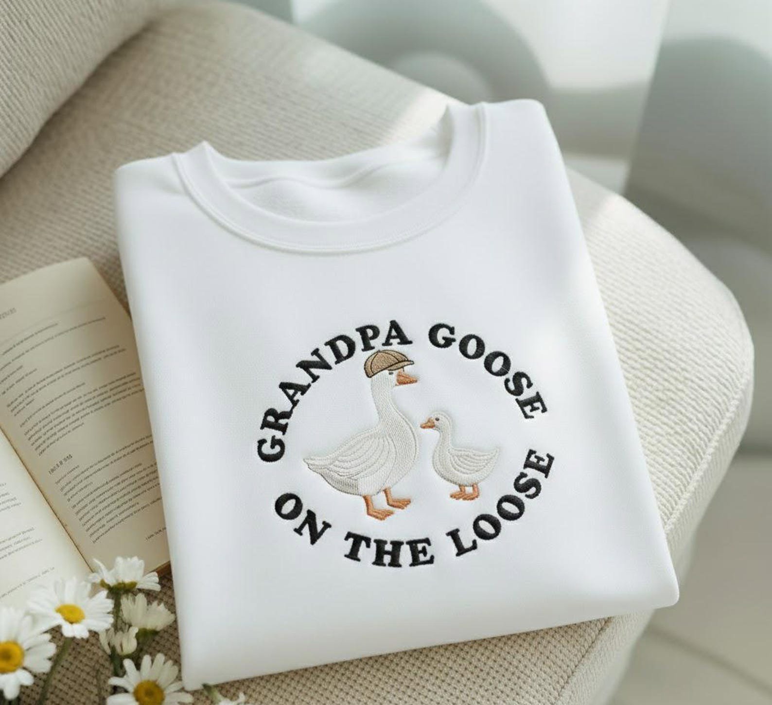 Embroidered Grandpa Goose On The Loose Sweatshirt, Funny Grandpa Gift, Funny Goose Sweatshirt, Grandpa Birthday Shirt, Gift for Grandpa 6