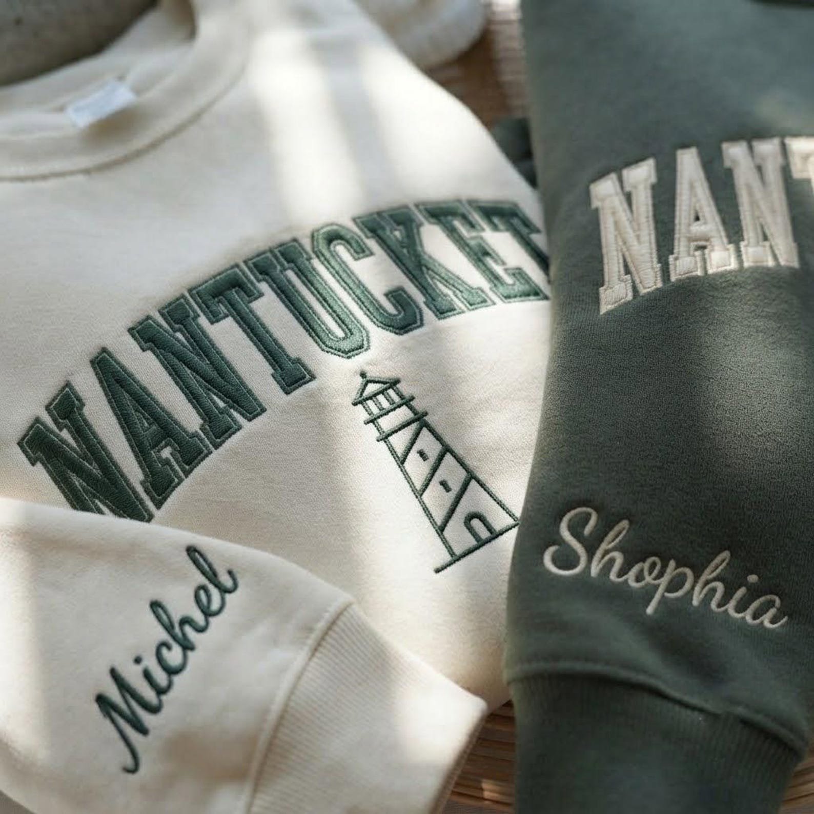 Embroidered Nantucket Sweatshirt, Varsity Nantucket Sweatshirt, East Coast Beach Sweatshirt, Nantucket Style Sweatshirt 3