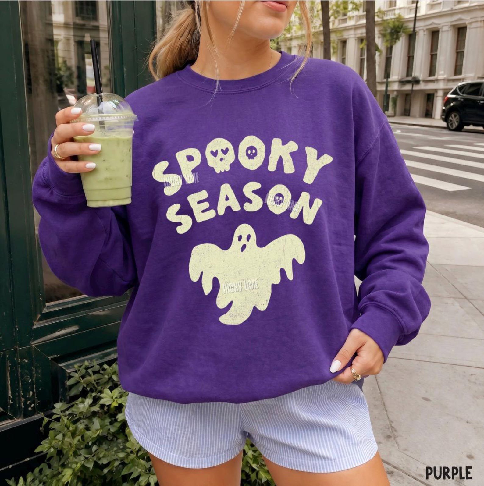 Spooky Season Sweatshirt, Ghost Halloween Sweatshirt, Womens Halloween Crewneck Cute Fall Sweater, Halloween Gifts, Spooky Season Shirt 7