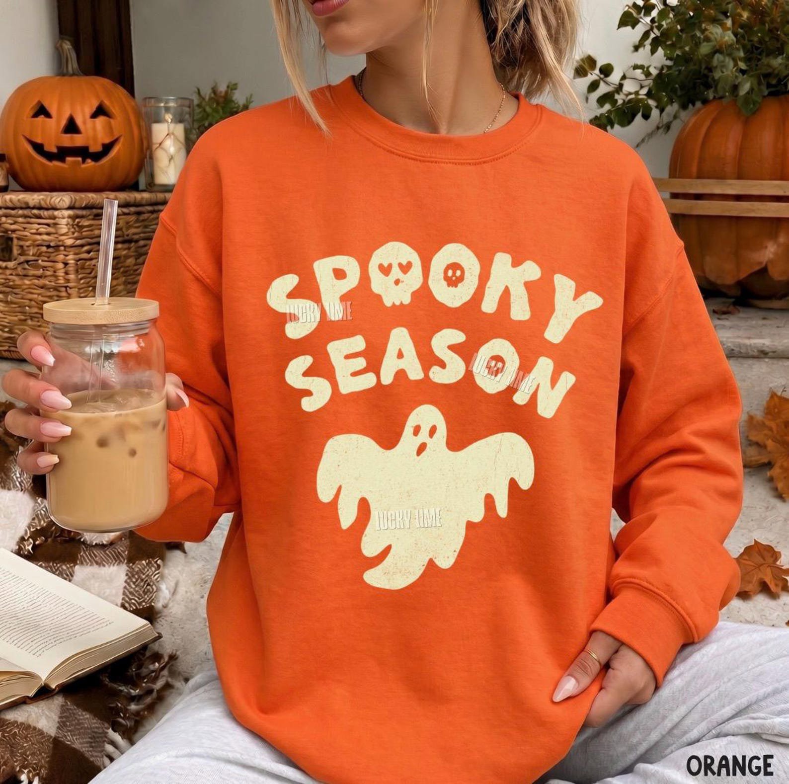 Spooky Season Sweatshirt, Ghost Halloween Sweatshirt, Womens Halloween Crewneck Cute Fall Sweater, Halloween Gifts, Spooky Season Shirt 9
