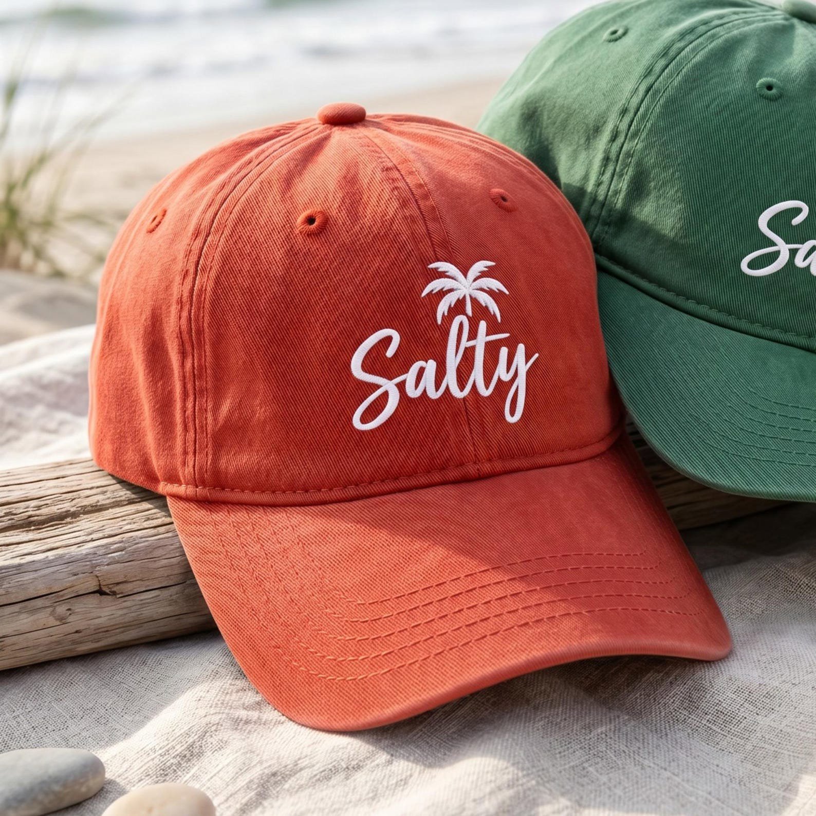 Embroidered Salty Hat, Stay Salty, Fish Hats, Sun Caps, Beach Bum, Baseball Cap 3