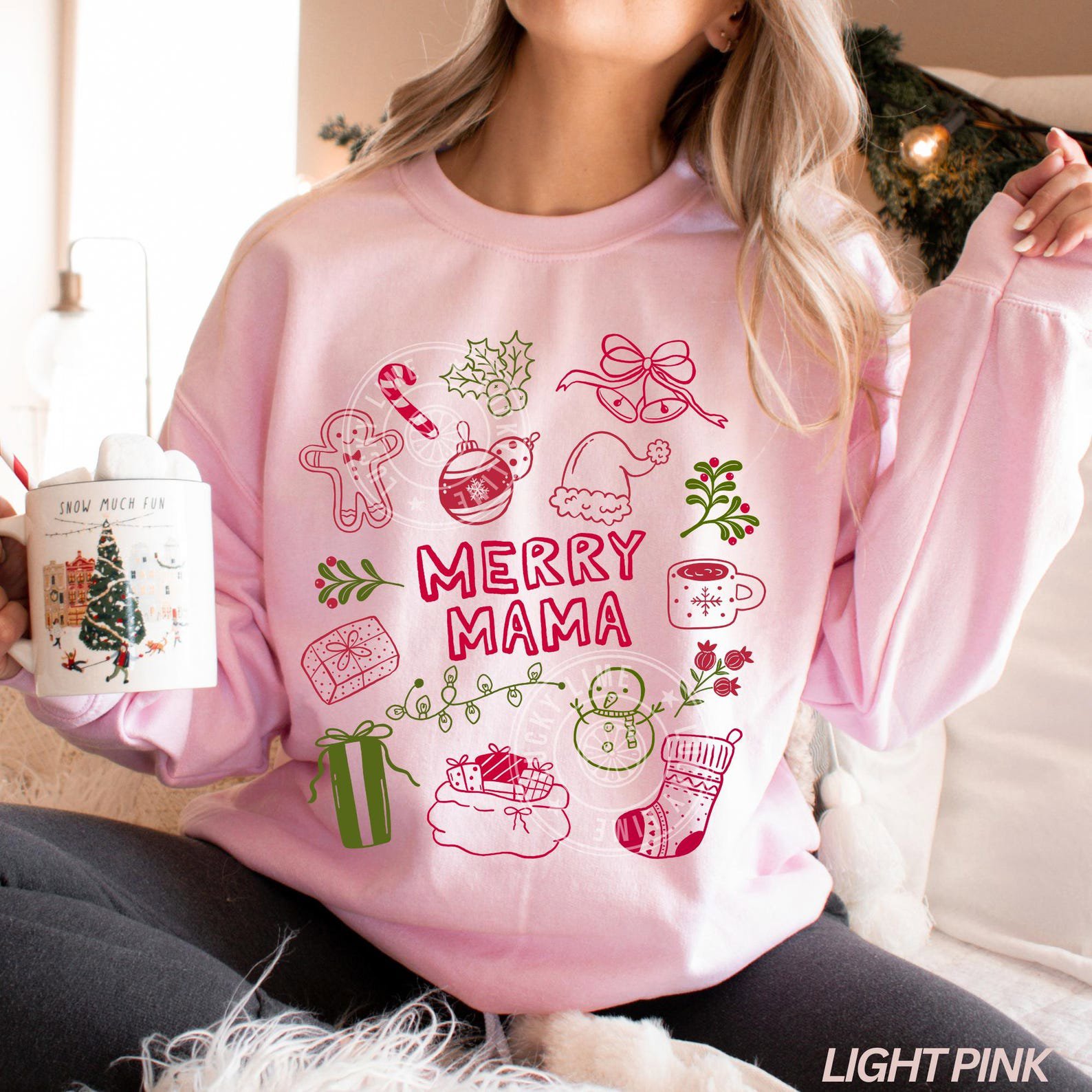 Merry Mama Sweatshirt, Mama Claus Sweatshirt, Christmas Doodles Sweater, Cute Christmas Shirt, Christmas Gift for Mom, Festive Sweatshirt 3