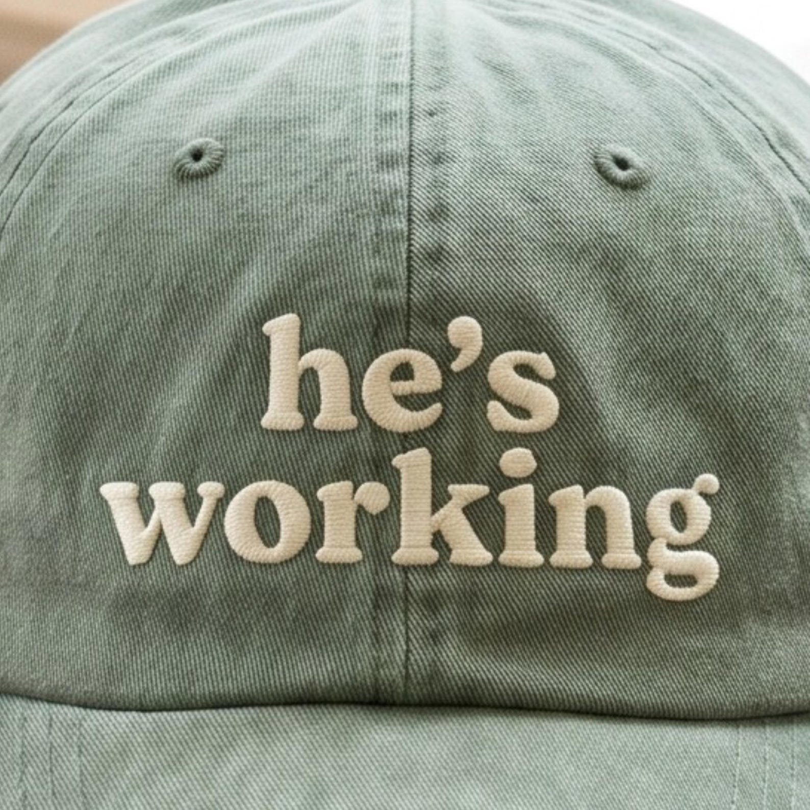 Embroidered He's Working Hat, Wife Gift From Husband, Coworker Cap, Funny Wife Snapback 2