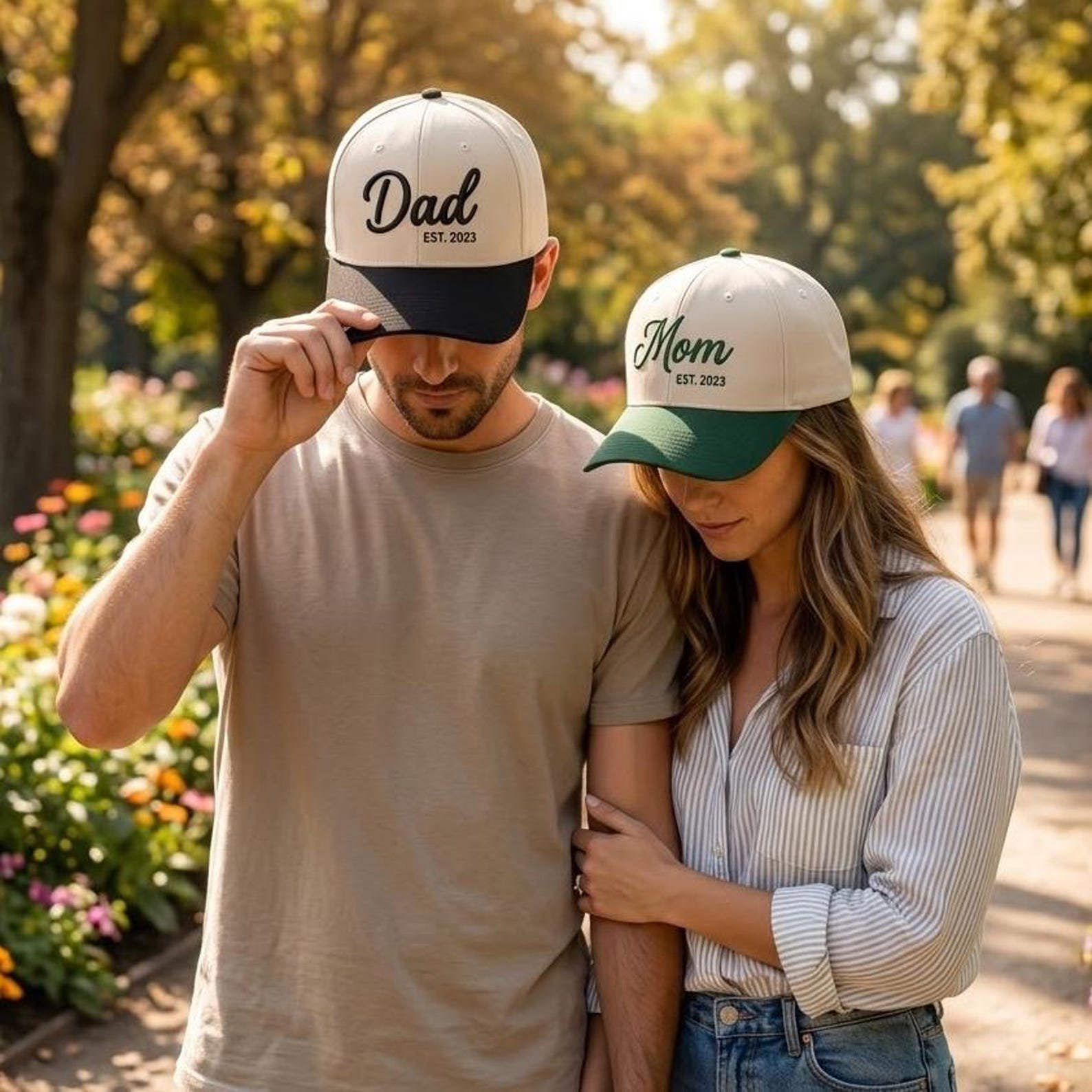 Embroidered Custom Mom And Dad Hat, Mom and Dad Hats, Matching Mom and Dad Hats, New Parents Gift 3