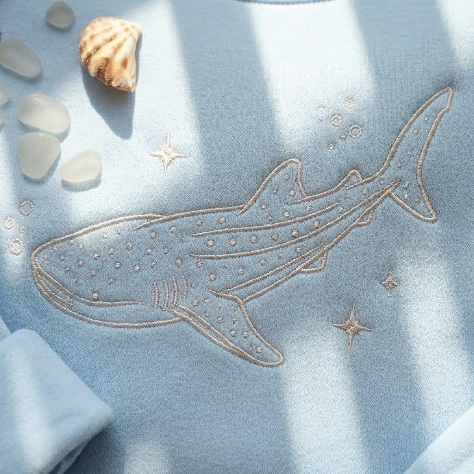 Embroidered Whale Shark Sweatshirt, Ocean Lover Sweatshirt, Sea Animals Sweatshirt, Sea Life Sweatshirt 3