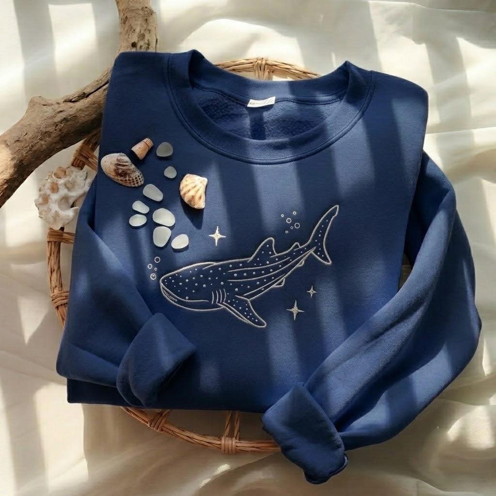 Embroidered Whale Shark Sweatshirt, Ocean Lover Sweatshirt, Sea Animals Sweatshirt, Sea Life Sweatshirt 4