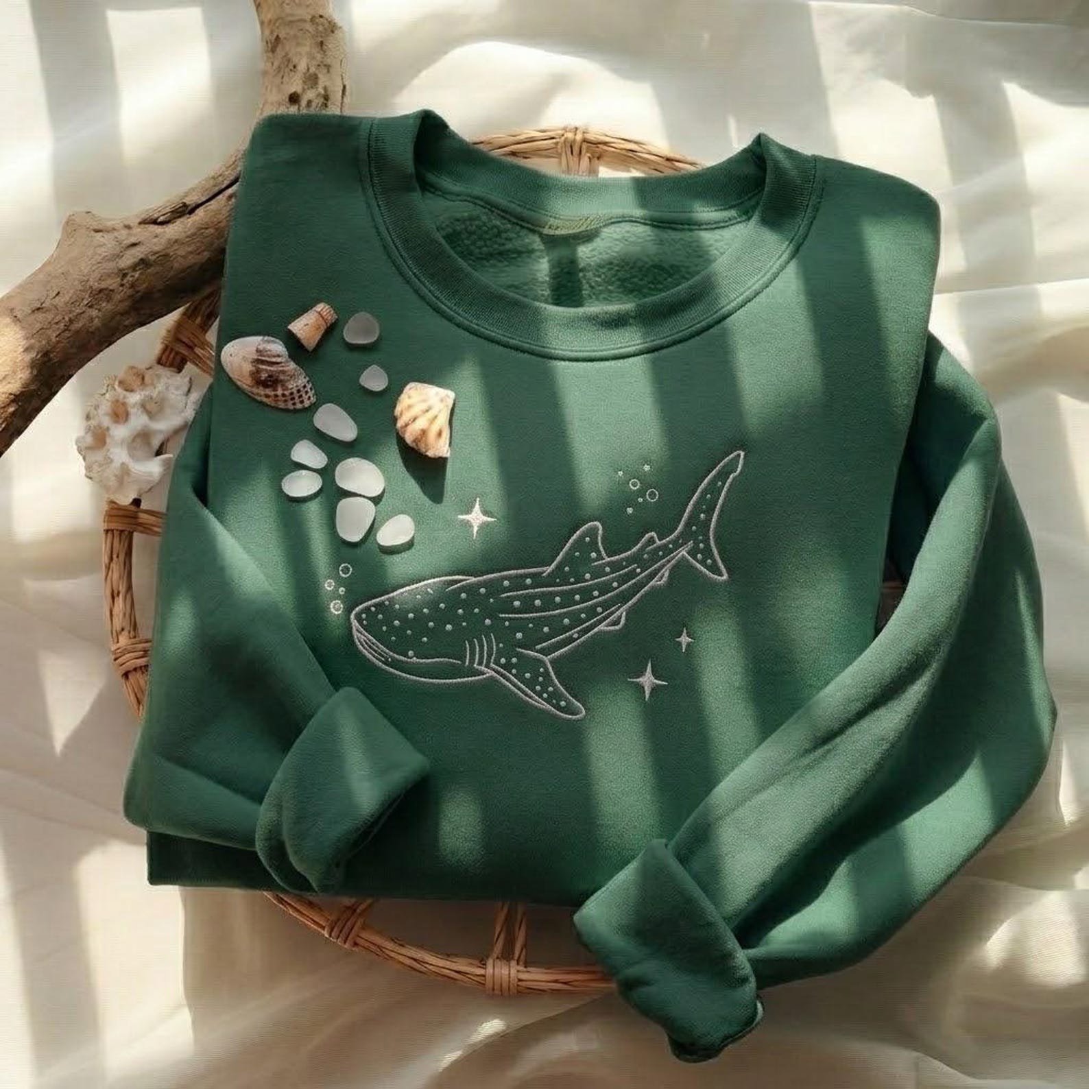 Embroidered Whale Shark Sweatshirt, Ocean Lover Sweatshirt, Sea Animals Sweatshirt, Sea Life Sweatshirt 5