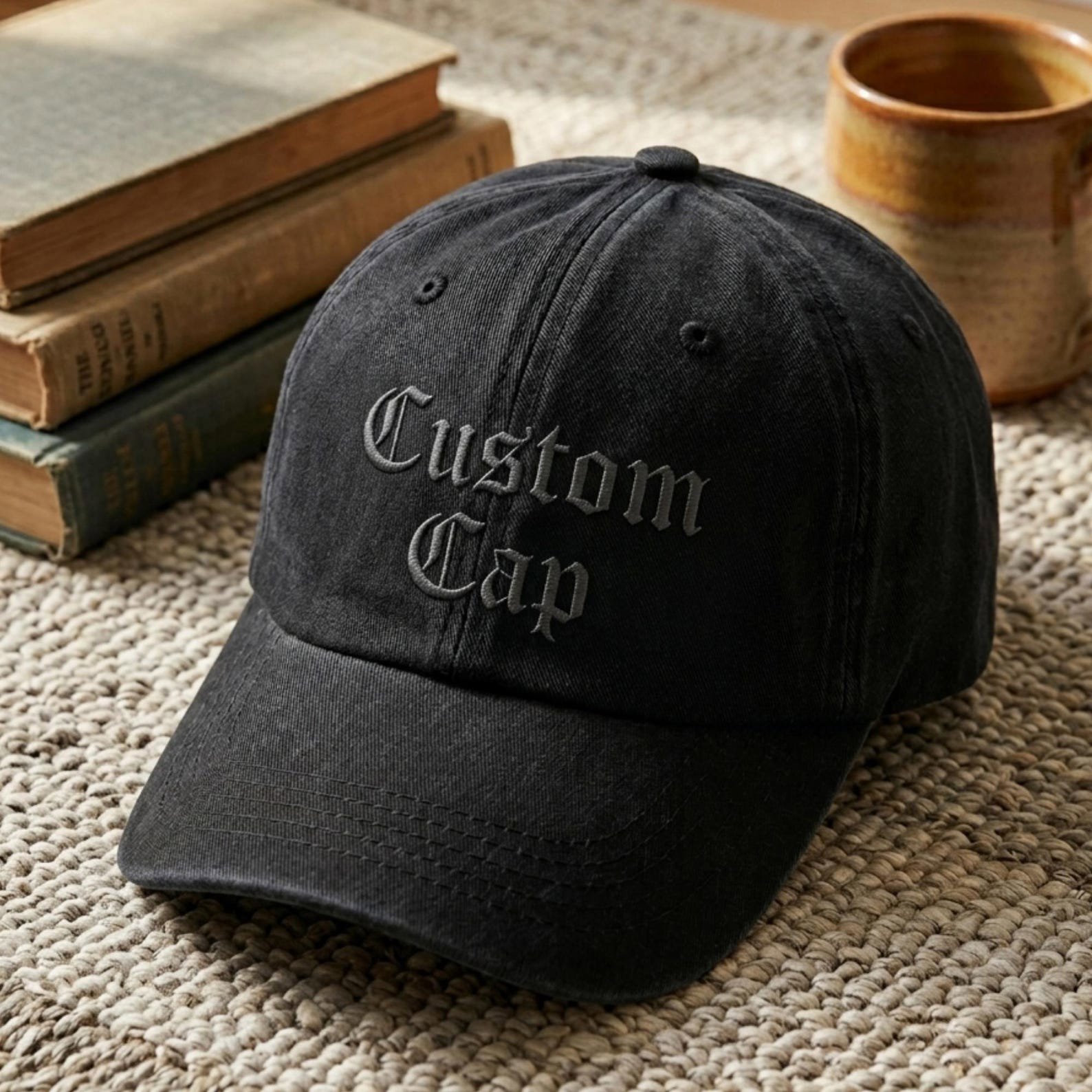 Custom Embroidered Washed Baseball Hat, Retro Trucker Style Logo Cap 3