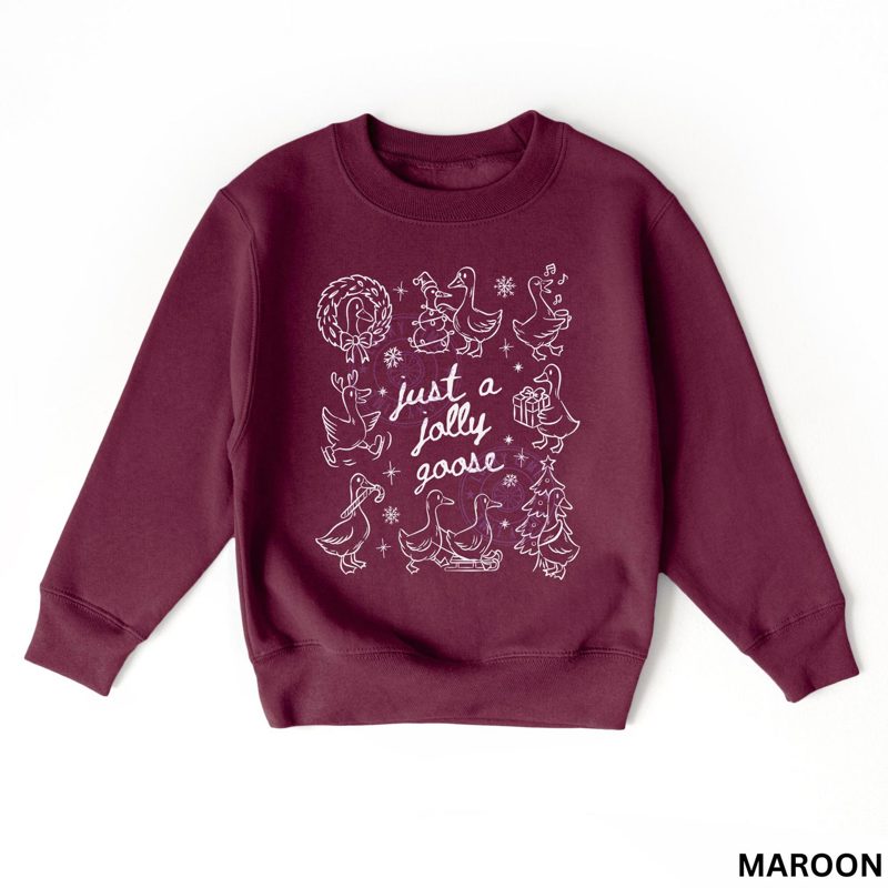Kids Silly Goose Sweatshirt, Youth Christmas Sweatshirt, Kids Holiday Sweater, Just a Jolly Goose Youth Sweatshirt, Kids Christmas Gift
