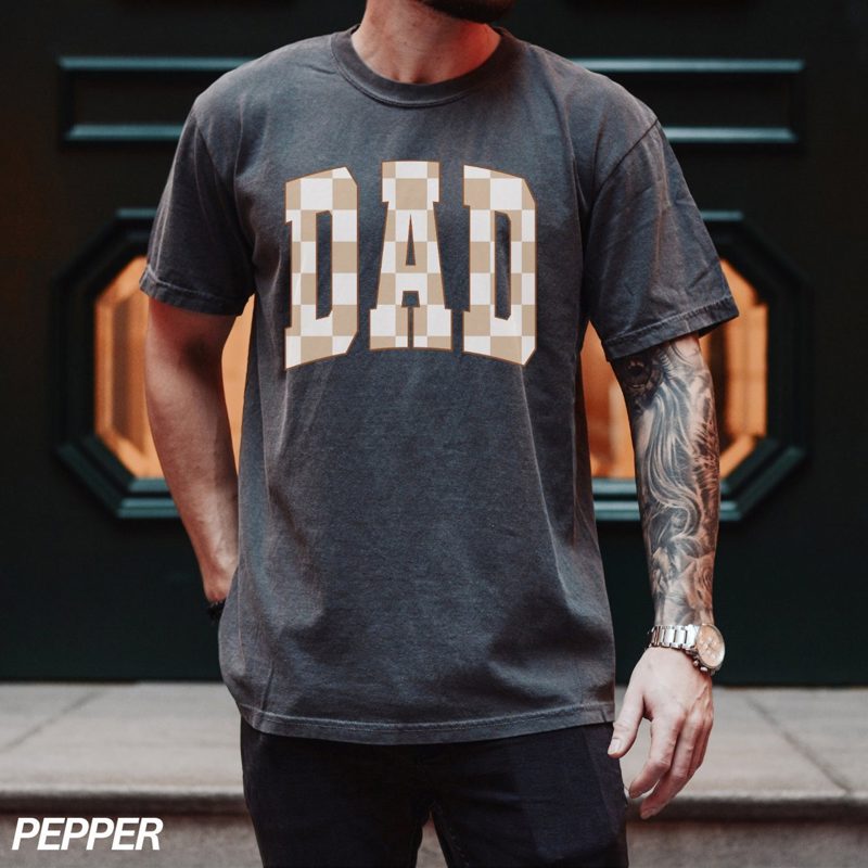Checkered Dad Shirt, Varsity Dad Shirt, New Dad Gift, Fatherhood Shirt, Dada Tshirt, Gifts for Men, Baby Announcement, Gender Reveal Shirt