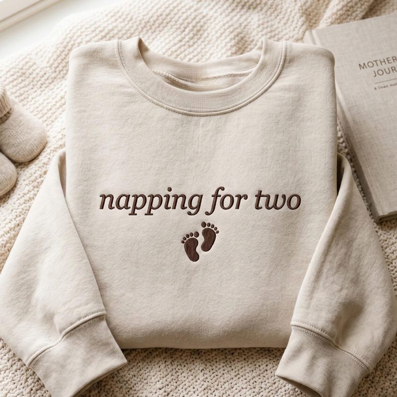 Embroidered Napping For Two Pregnancy Announcement Sweatshirt, Baby Shower Gift, Mom To Be Shirts