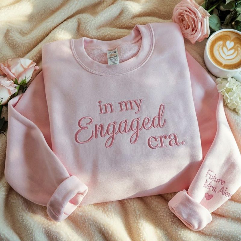 In My Engaged Era Embroidered Sweatshirt, Personalized Future Mrs Sweatshirt, Engagement Gift, Bridal Era Sweatshirt, Engagement Sweater