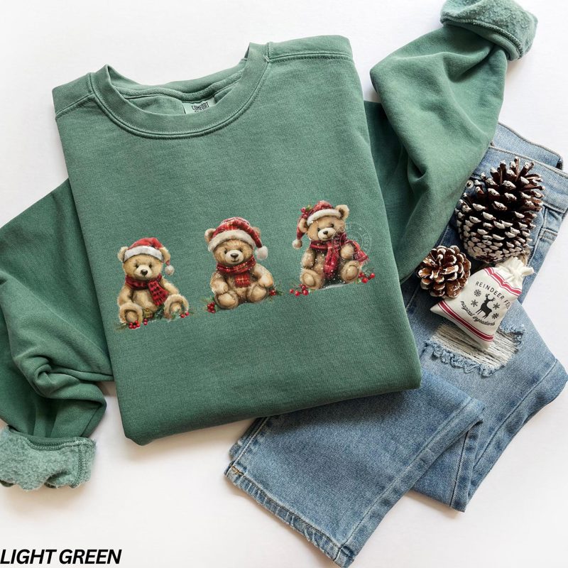 Christmas Teddy Bear Sweatshirt, Cozy Christmas Sweatshirt, Holiday Sweatshirt for Women, Comfort Colors® Christmas Sweatshirt, Xmas Gift