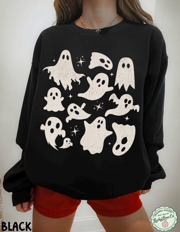 Halloween Ghost Sweatshirt, Ghost Collage Sweatshirt, Halloween Sweatshirt, Cute Ghost Shirt, Fall Sweater, Spooky Season, Happy Halloween
